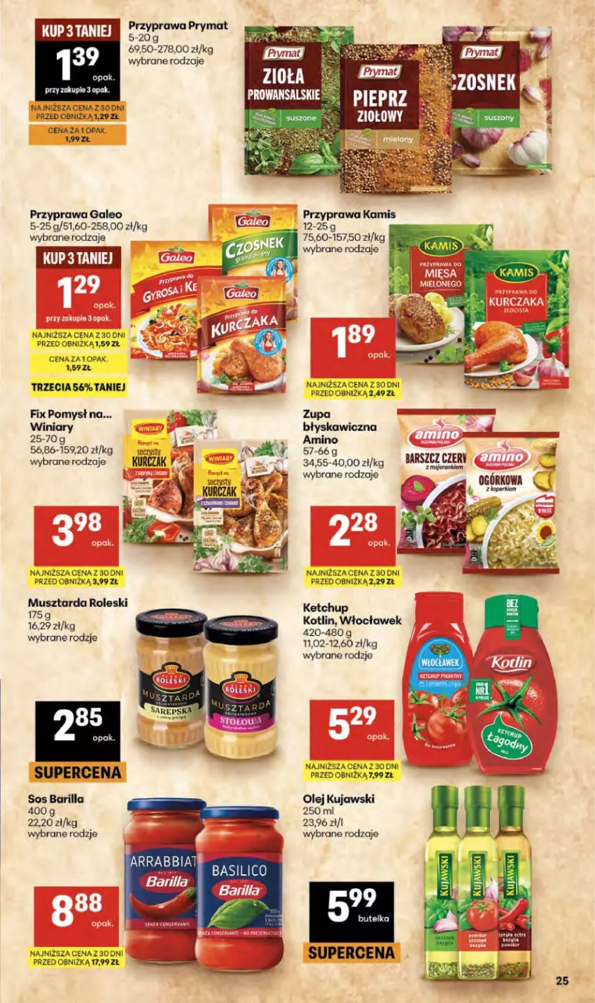 Gazetka promocyjna Delikatesy Centrum - Franczyza DC35 Czwartek - ważna 27.08 do 02.09.2026 - strona 25 - produkty: Barilla, Kamis, Ketchup, Kotlin, Kujawski, Mus, Musztarda, Olej, Pieprz, Prymat, Sos, Winiary, Zupa