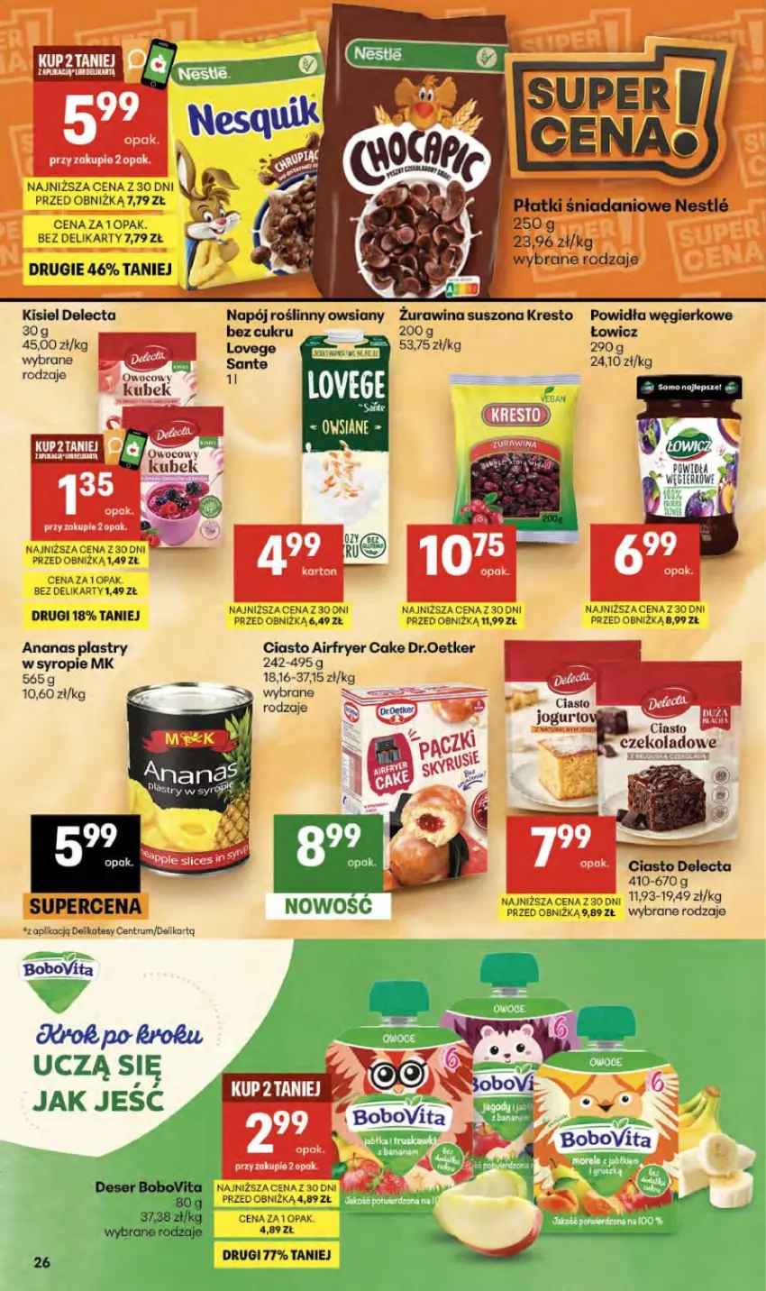 Gazetka promocyjna Delikatesy Centrum - Franczyza DC35 Czwartek - ważna 27.08 do 02.09.2026 - strona 26 - produkty: Ananas, BoboVita, Delecta, Jogurt, Kisiel, Kubek, LG, Napój, Napój roślinny, Rum, Sante, Syrop
