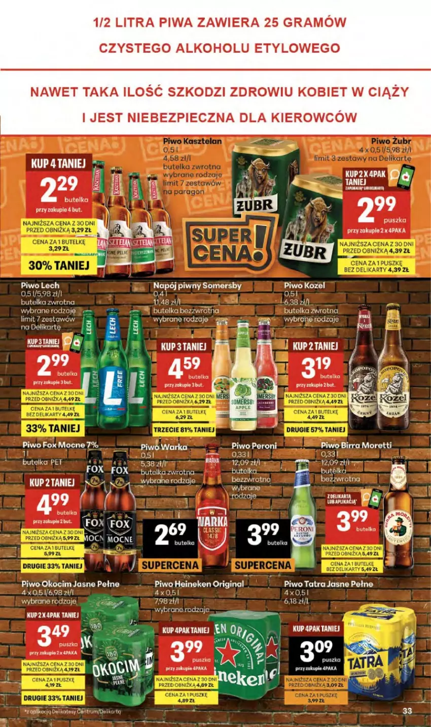 Gazetka promocyjna Delikatesy Centrum - Franczyza DC35 Czwartek - ważna 27.08 do 02.09.2026 - strona 33 - produkty: Gin, Gra, Heineken, Koc, Kozel, Mop, Napój, Okocim, Piec, Piwa, Piwo, Rum, Somersby, Tatra, Warka