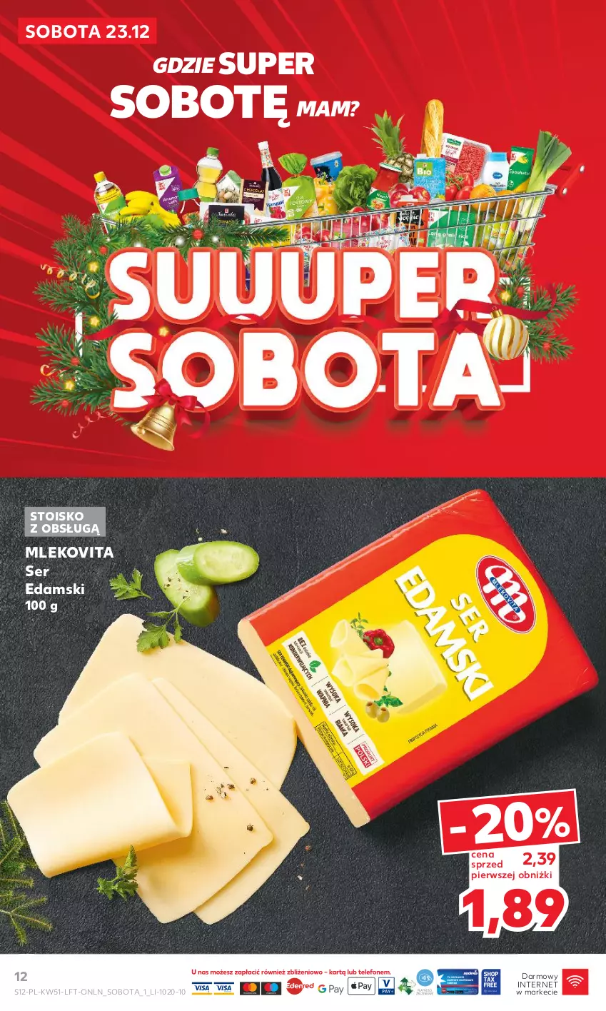 Gazetka promocyjna Kaufland - Gazetka tygodnia - ważna 20.12 do 27.12.2023 - strona 12 - produkty: Edam, Mleko, Mlekovita, Ser