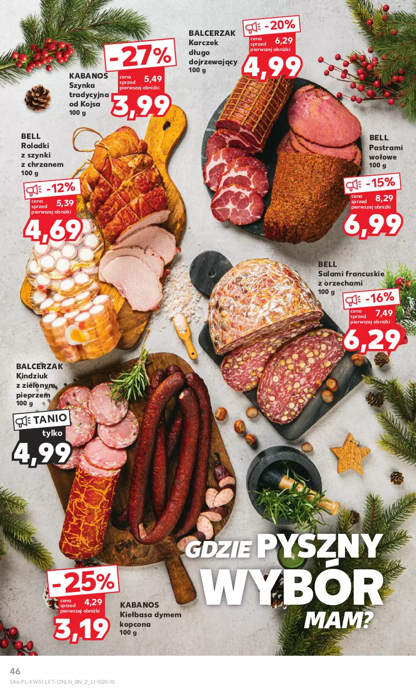 Gazetka promocyjna Kaufland - Gazetka tygodnia - ważna 20.12 do 27.12.2023 - strona 46 - produkty: Bell, Chrzan, Kabanos, Kiełbasa, Kindziuk, Pieprz, Salami, Szynka