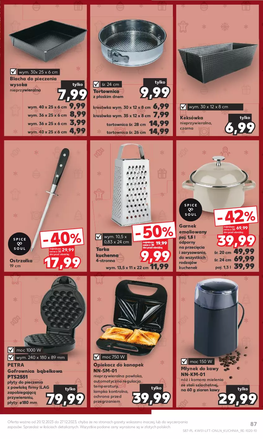 Gazetka promocyjna Kaufland - Gazetka tygodnia - ważna 20.12 do 27.12.2023 - strona 87 - produkty: Blacha do pieczenia, Garnek, Gofrownica, Keksówka, Kuchnia, Młynek, Młynek do kawy, Opiekacz do kanapek, Piec, Por, Sok, Tarka, Tortownica