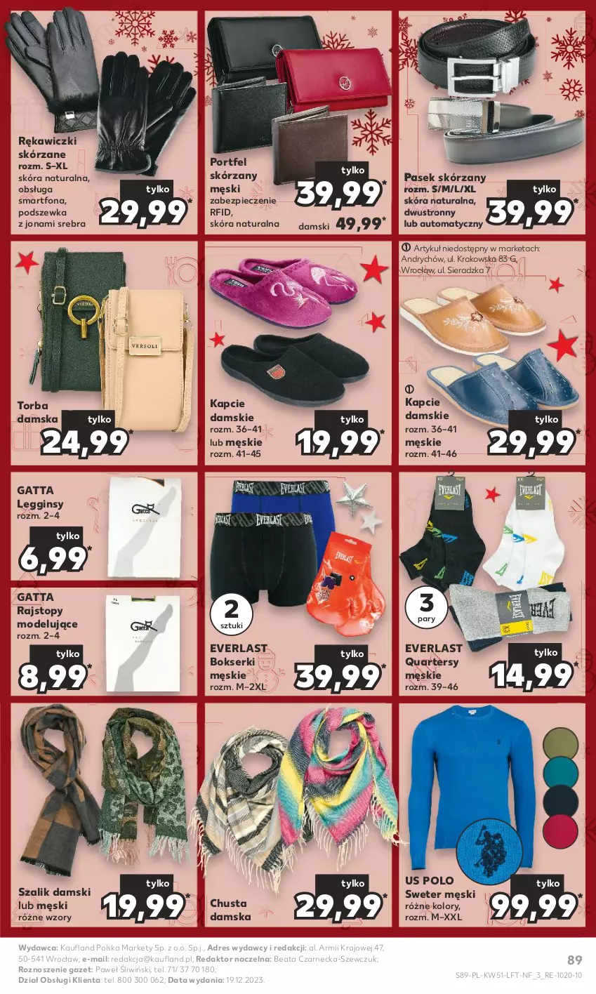 Gazetka promocyjna Kaufland - Gazetka tygodnia - ważna 20.12 do 27.12.2023 - strona 89 - produkty: Bokserki, Chusta, Dres, Gatta, Gin, Gra, Kapcie, Legginsy, Pasek, Piec, Por, Rajstopy, Ser, Smartfon, Sweter, Szal, Top, Torba