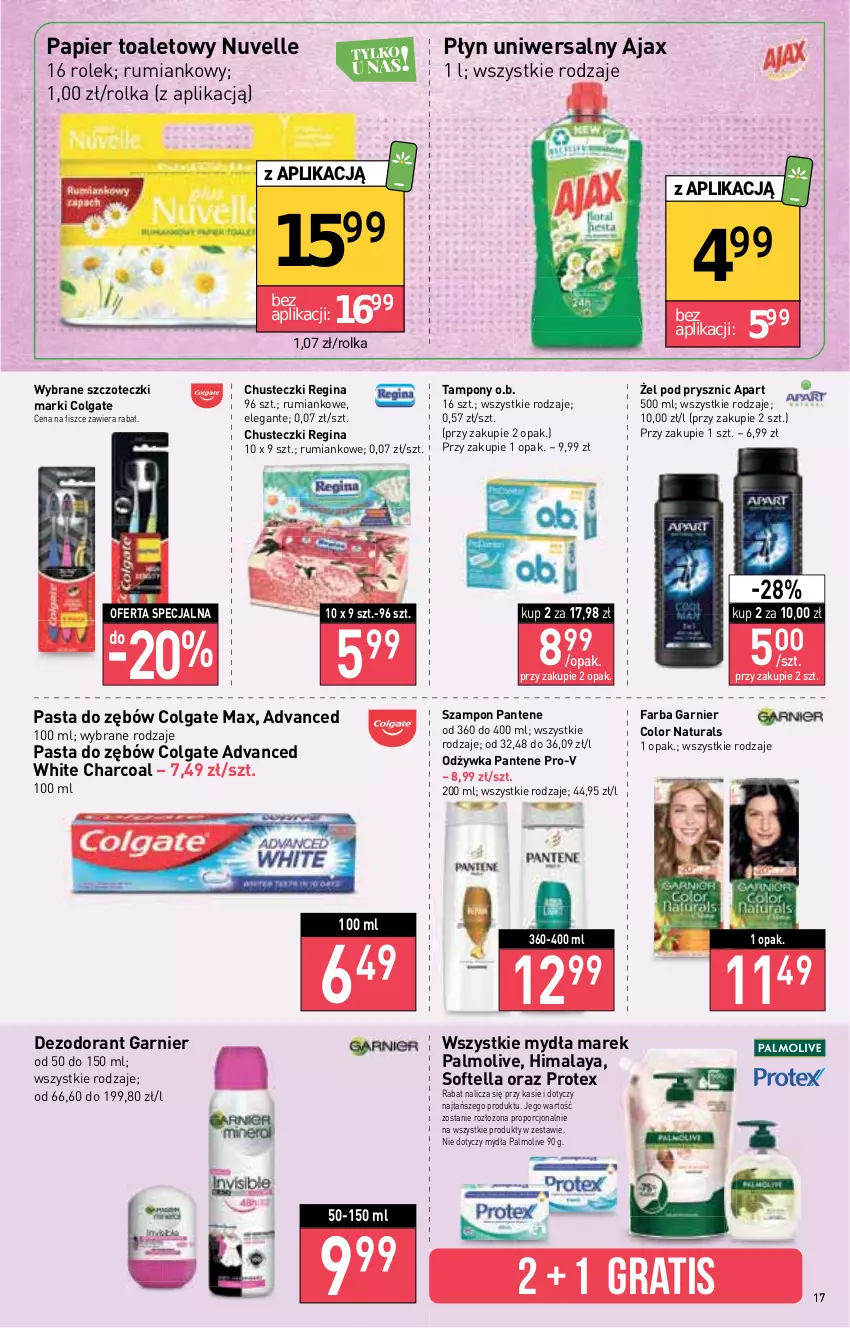 Gazetka promocyjna Stokrotka - Supermarket - ważna 21.07 do 27.07.2022 - strona 17 - produkty: Ajax, Chusteczki, Colgate, Dezodorant, Fa, Garnier, Gin, Gra, Himalaya, LG, O.B., Odżywka, Palmolive, Pantene, Papier, Papier toaletowy, Pasta do zębów, Por, Rum, Szampon, Tampony