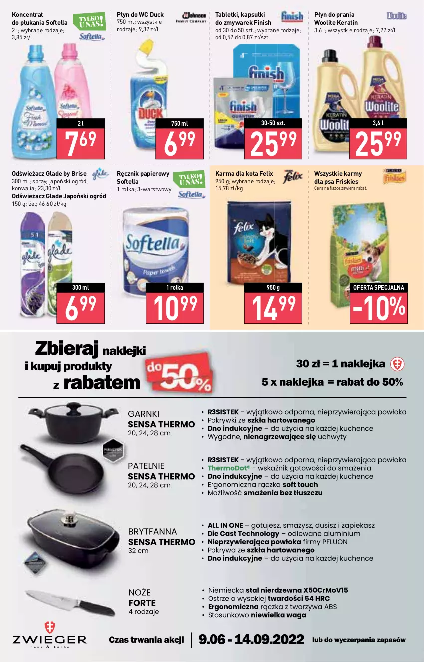 Gazetka promocyjna Stokrotka - Supermarket - ważna 21.07 do 27.07.2022 - strona 18 - produkty: Duck, Felix, Finish, Friskies, Ogród, Papier, Płyn do prania, Płyn do wc, Ręcznik, Tablet, Woolite