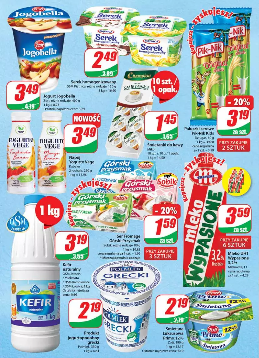 Gazetka promocyjna Dino - Gazetka - ważna 01.02 do 07.02.2023 - strona 14 - produkty: Bell, Bella, Jogobella, Jogurt, Mleko, Napój, Piątnica, Polmiek, Ser, Serek, Serek homogenizowany, Top, Zott