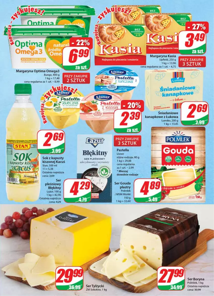 Gazetka promocyjna Dino - Gazetka - ważna 01.02 do 07.02.2023 - strona 15 - produkty: Danio, Kasia, Margaryna, Optima, Optima Omega3, Piec, Polmiek, Ser, Ser tylżycki, Sok, Sokołów