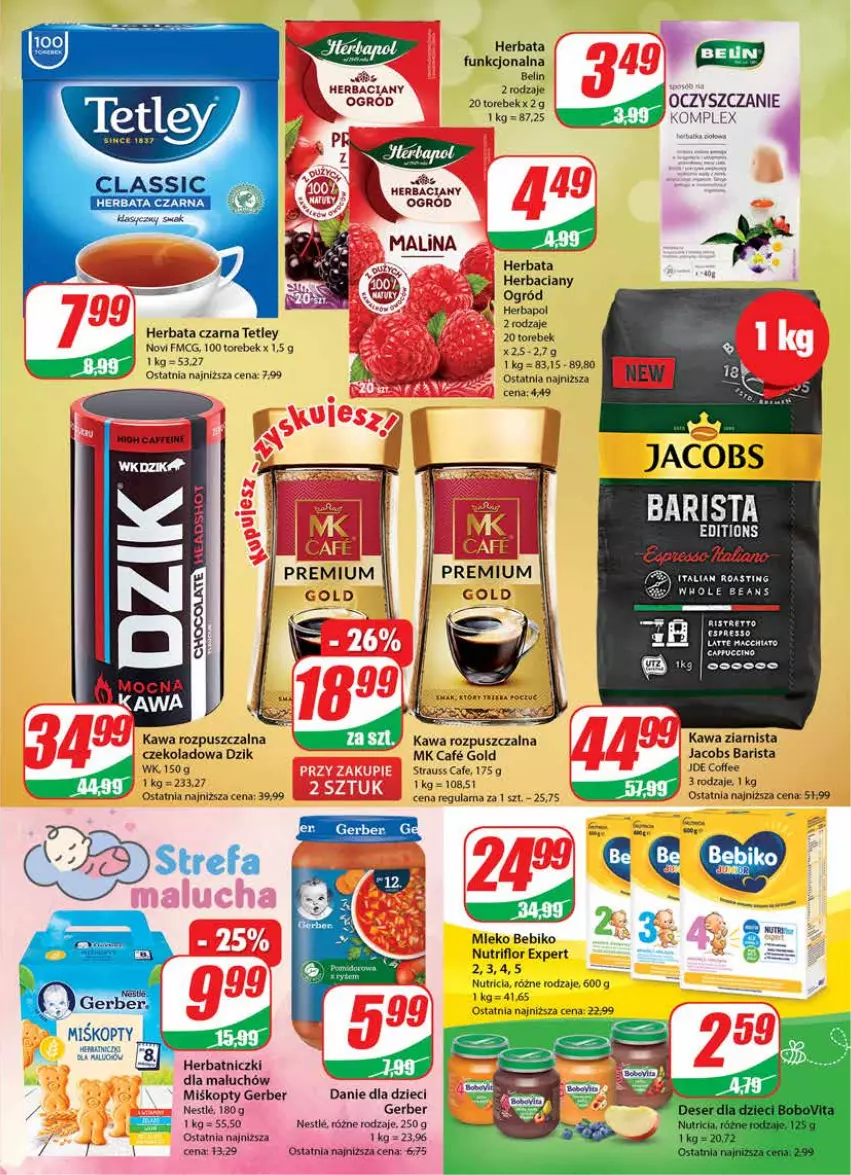 Gazetka promocyjna Dino - Gazetka - ważna 01.02 do 07.02.2023 - strona 5 - produkty: Bebiko, Cappuccino, Chia, Danie dla dzieci, Dzieci, Fa, Gerber, Herbapol, Herbata, Herbata czarna, Jacobs, Kawa, Kawa rozpuszczalna, Kawa ziarnista, Mleko, Ogród, Tetley