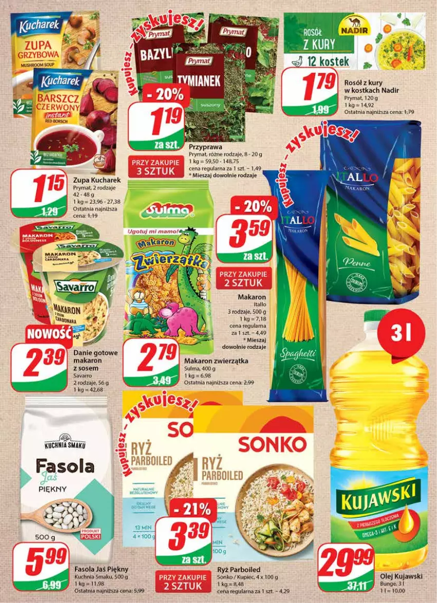 Gazetka promocyjna Dino - Gazetka - ważna 01.02 do 07.02.2023 - strona 8 - produkty: Danie gotowe, Fa, Fasola, Kucharek, Kuchnia, Kujawski, Kupiec, Makaron, Mus, Olej, Piec, Prymat, Rosół, Ryż, Ryż parboiled, Savarro, Sonko, Sos, Zupa