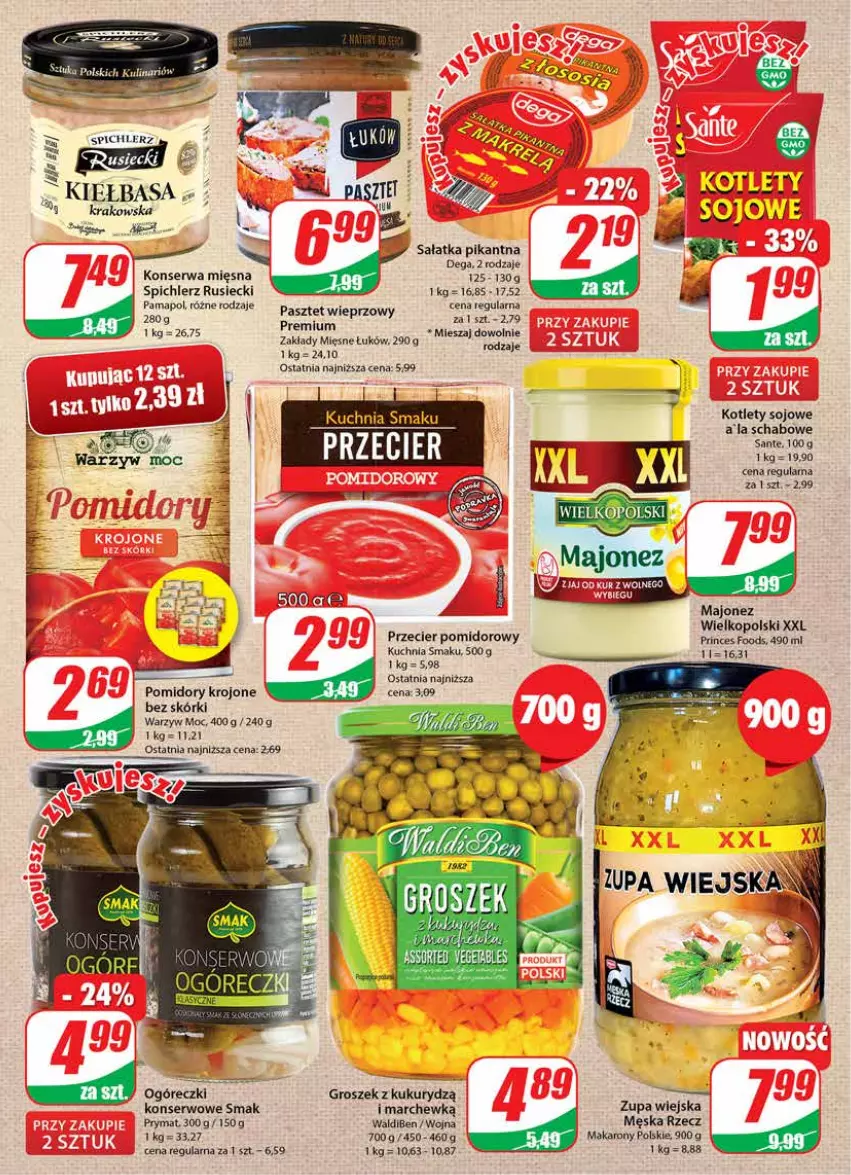 Gazetka promocyjna Dino - Gazetka - ważna 01.02 do 07.02.2023 - strona 9 - produkty: Dega, Groszek, Kiełbasa, Kuchnia, Majonez, Makaron, Pasztet, Pomidory, Pomidory krojone, Prymat, Sałat, Sałatka, Ser, Spichlerz Rusiecki, Waga, Zupa