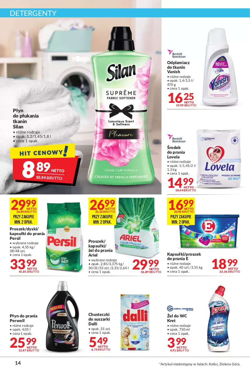 Gazetka promocyjna Makro - [Oferta promocyjna] Artykuły spożywcze i przemysłowe - ważna 22.03 do 04.04.2022 - strona 14 - produkty: Ariel, Chusteczki, Kapsułki do prania, Kret, Lovela, Odplamiacz, Persil, Perwoll, Płyn do płukania, Płyn do prania, Proszek do prania, Silan, Suszarki, Vanish