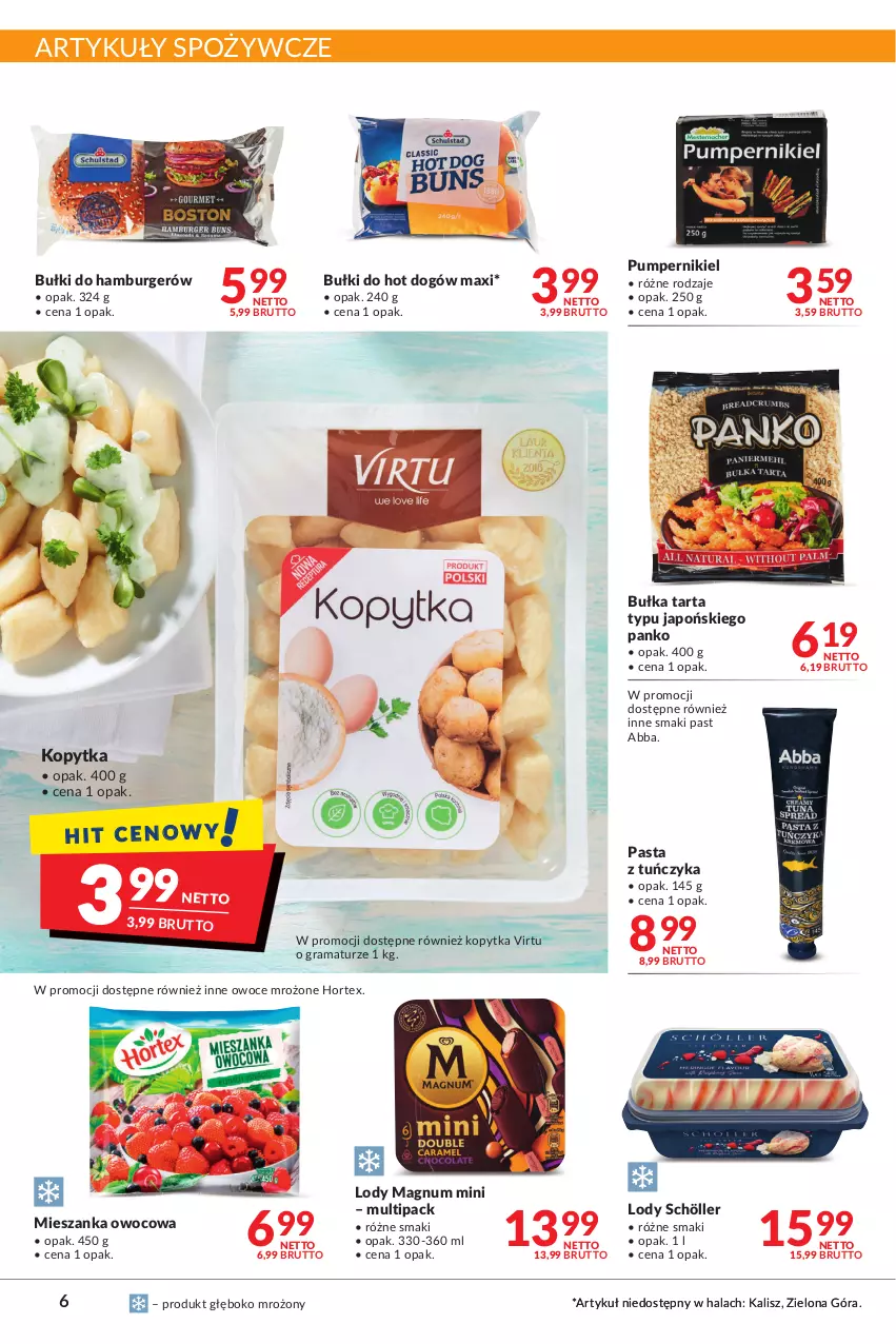 Gazetka promocyjna Makro - [Oferta promocyjna] Artykuły spożywcze i przemysłowe - ważna 22.03 do 04.04.2022 - strona 6 - produkty: Artykuły spożywcze, Bułka, Bułka tarta, Bułki do hot dogów, Burger, Gra, Hamburger, Hortex, Hot dog, Kopytka, Lody, Owoce, Rama, Tarta, Tuńczyk, Virtu