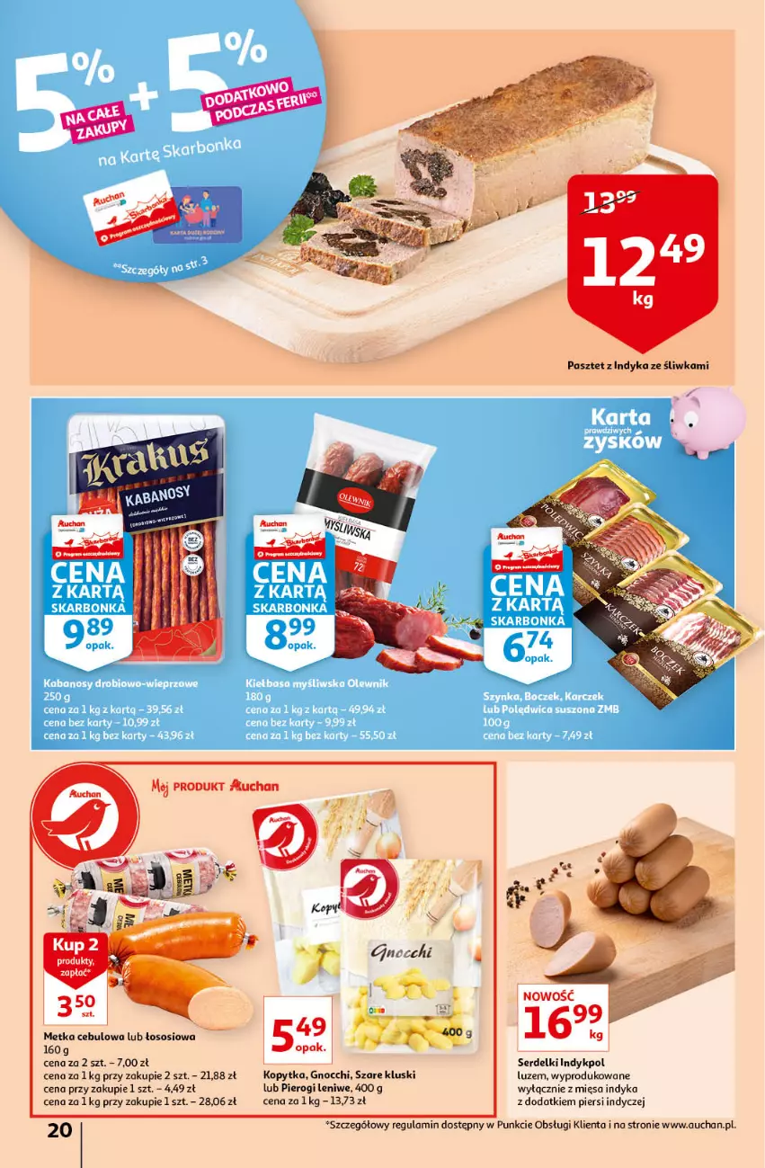 Gazetka promocyjna Auchan - przeNISKIE CENY na przebojowe marki Hipermarkety - ważna 10.02 do 16.02.2022 - strona 20 - produkty: Gnocchi, Kopytka, Pasztet, Pasztet z indyka, Pierogi, Ser, Serdelki, Sos