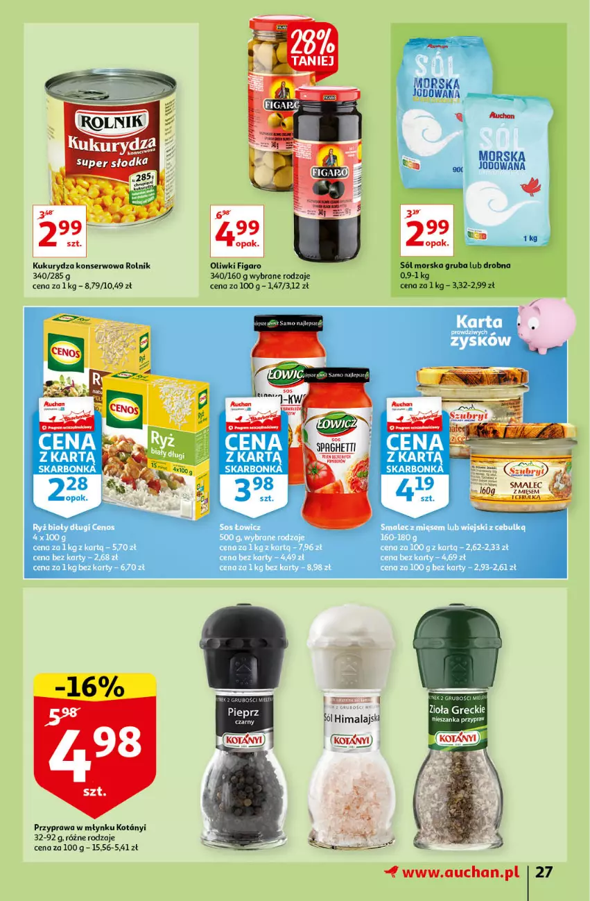 Gazetka promocyjna Auchan - przeNISKIE CENY na przebojowe marki Hipermarkety - ważna 10.02 do 16.02.2022 - strona 27 - produkty: Kukurydza, Kukurydza konserwowa, Oliwki, Pieprz, Rolnik, Ser, Sól