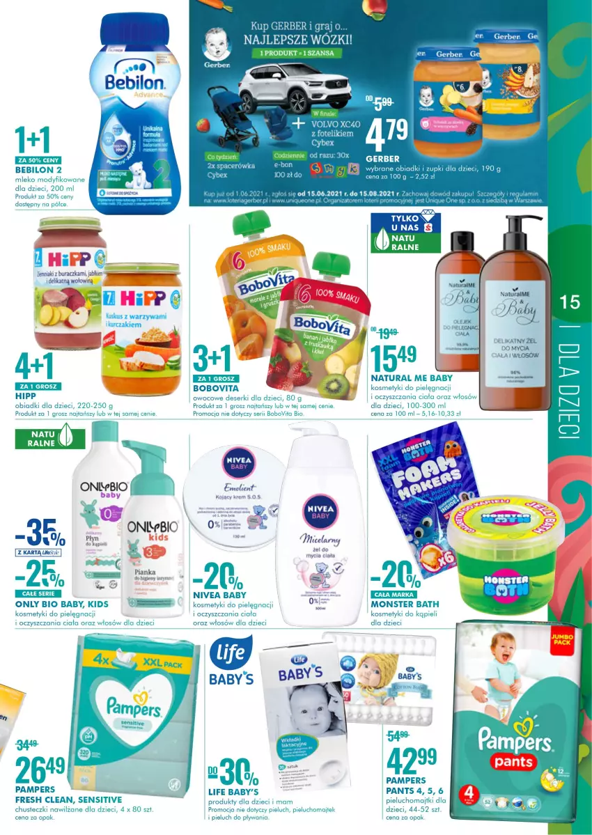 Gazetka promocyjna Super Pharm - Gazetka - ważna 01.07 do 14.07.2021 - strona 15 - produkty: BoboVita, Chusteczki, Chusteczki nawilzane, Deser, Dzieci, Fa, Fotel, Fotelik, Gerber, Gra, HiPP, Kosmetyki do pielęgnacji, Kurczak, Majtki, Mleko, Mleko modyfikowane, Nike, Nivea, Nivea Baby, Pampers, Pieluchomajtki, Ser, Wagi, Warzywa