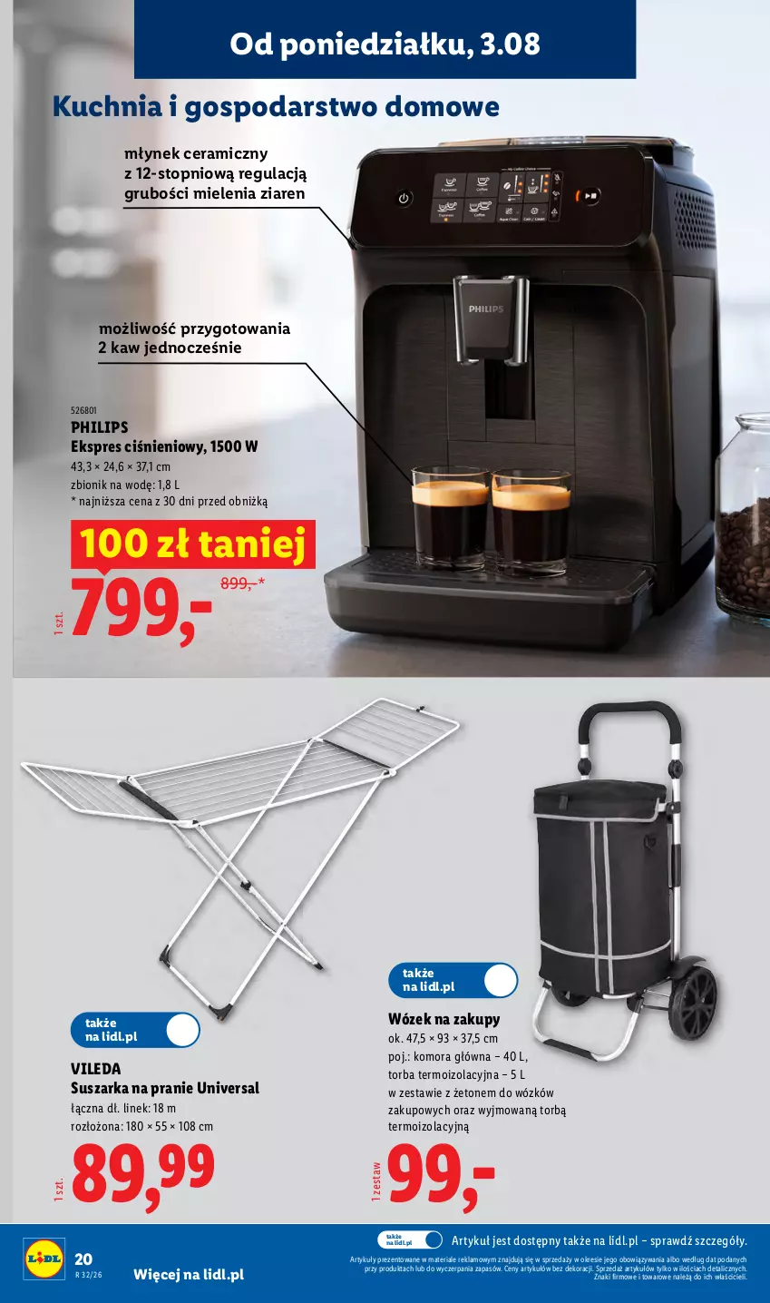 Gazetka promocyjna Lidl - Gazetka ważna od 03.08. do 08.08. - ważna 03.08 do 08.08.2026 - strona 24 - produkty: Kuchnia, Młynek, Philips, Suszarka, Suszarka na pranie, Top, Torba, Vileda, Wózek, Wózek na zakupy