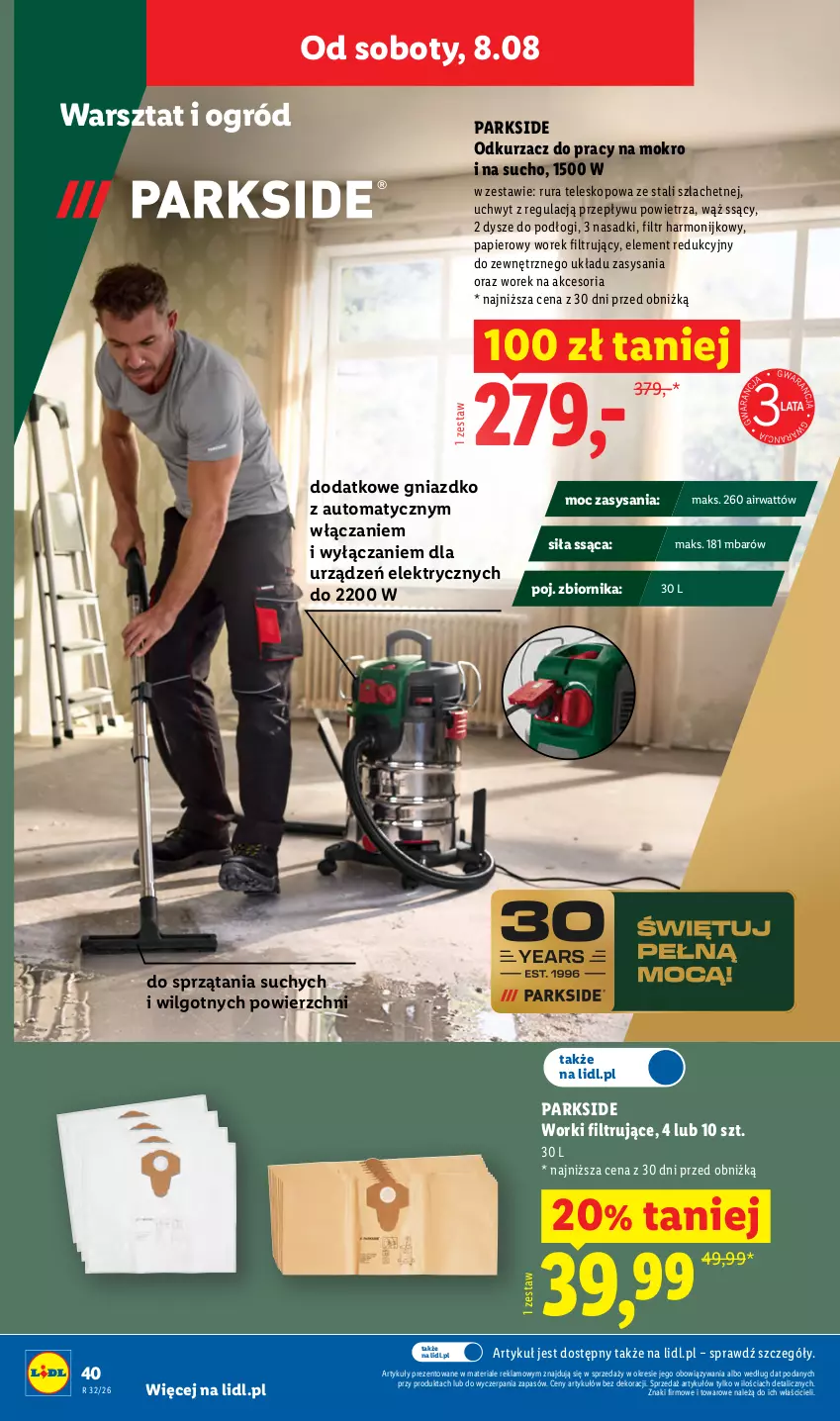 Gazetka promocyjna Lidl - Gazetka ważna od 03.08. do 08.08. - ważna 03.08 do 08.08.2026 - strona 46 - produkty: LG, Odkurzacz, Ogród, Papier, Parkside, Rura, Teleskop