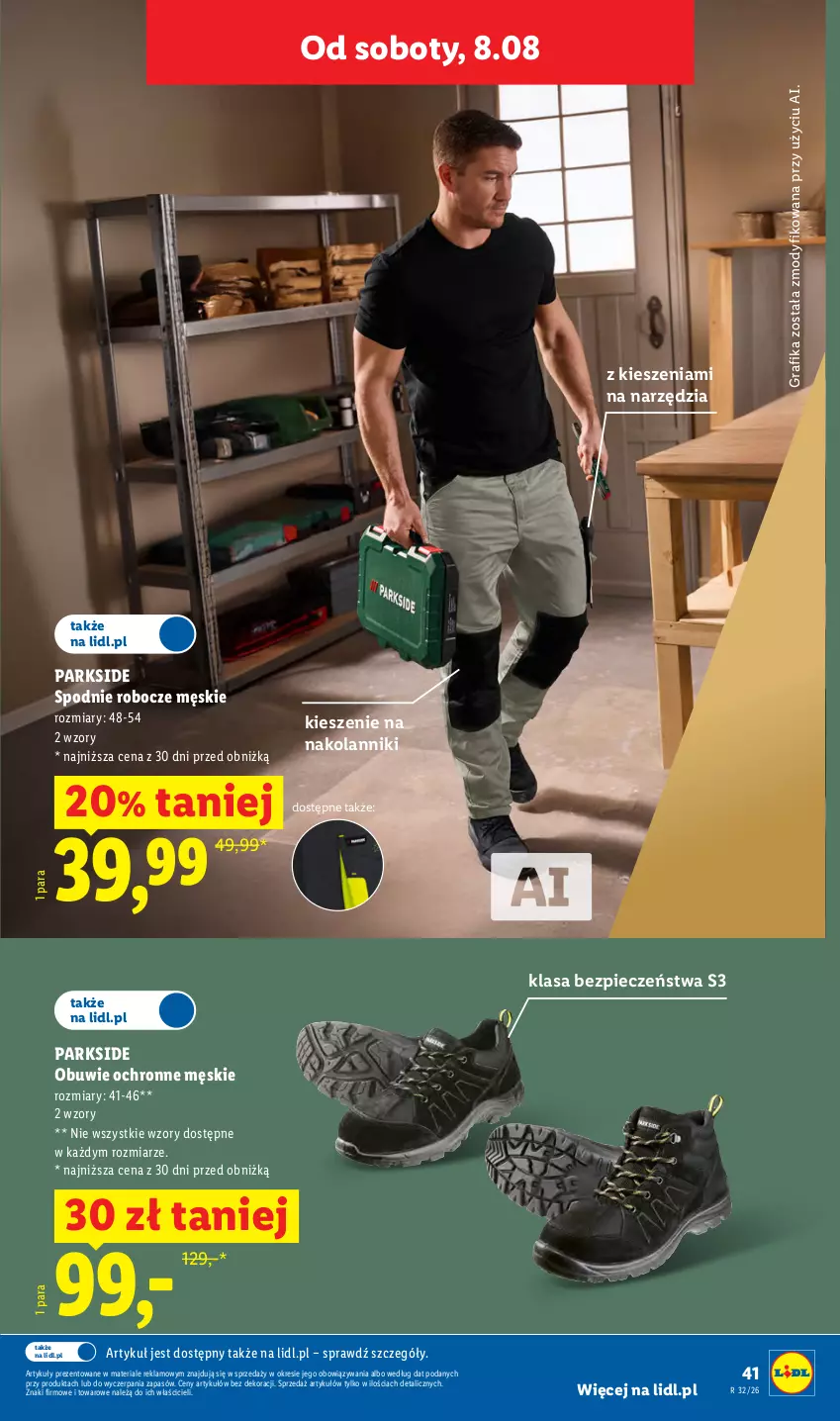 Gazetka promocyjna Lidl - Gazetka ważna od 03.08. do 08.08. - ważna 03.08 do 08.08.2026 - strona 47 - produkty: Gra, Grafika, Obuwie, Obuwie ochronne, Parkside, Piec, Spodnie