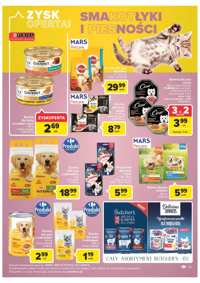 Gazetka promocyjna Carrefour - Gazetka Market - ważna 13.09 do 24.09.2022 - strona 13 - produkty: Butcher's, Drób, Mars, Pur, Purina