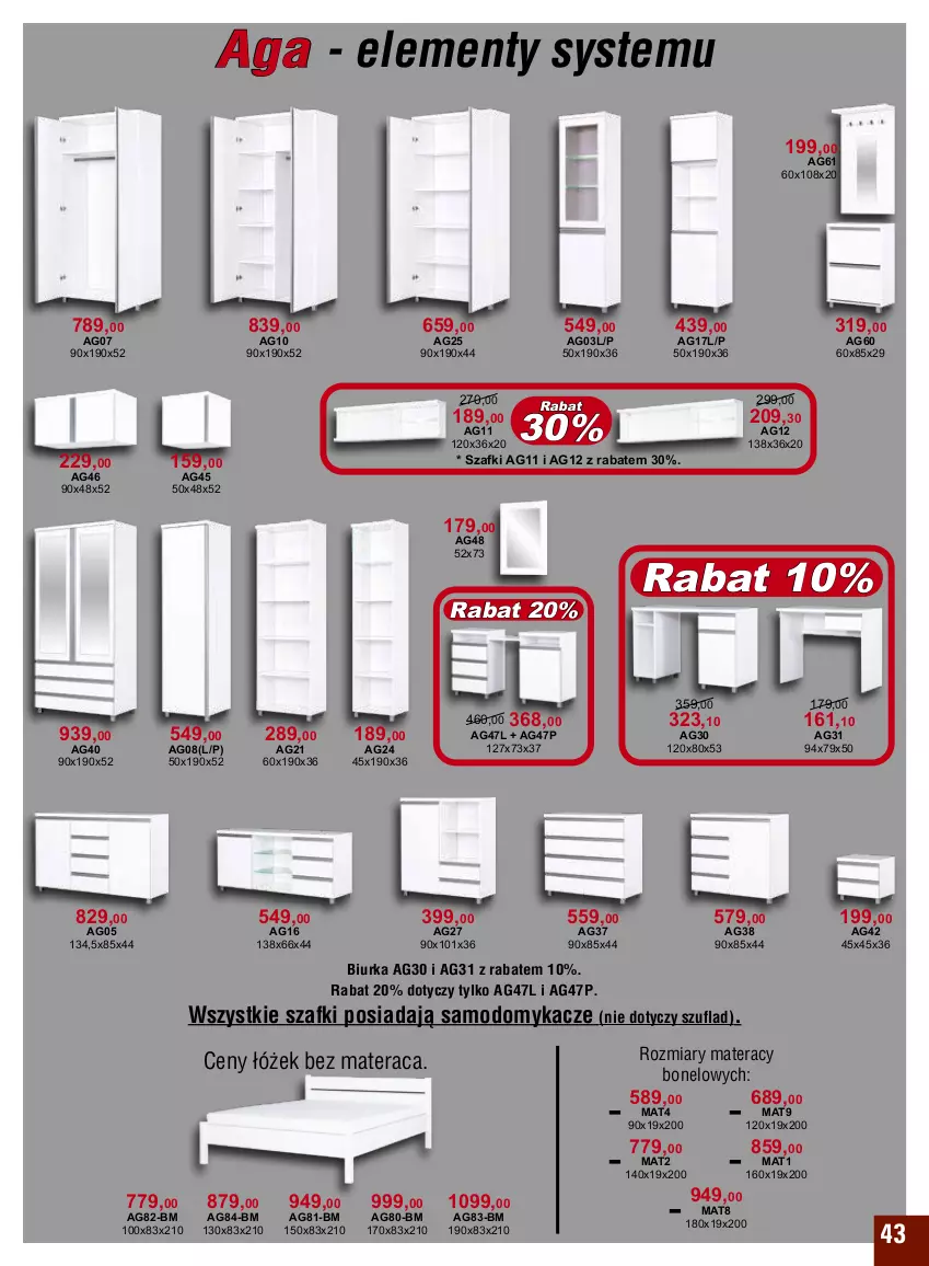 Gazetka promocyjna Bodzio - ważna 01.05 do 30.06.2022 - strona 43 - produkty: Biurka, Materac, Tera