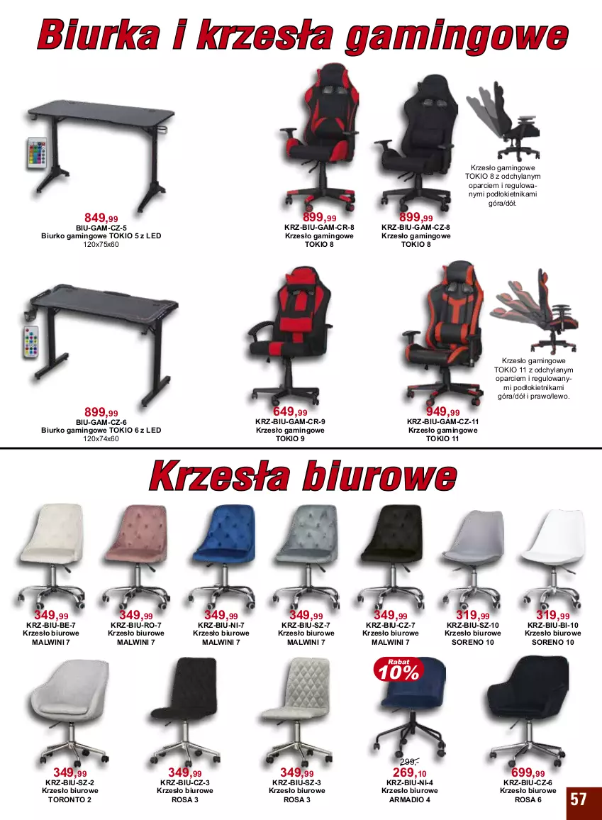 Gazetka promocyjna Bodzio - ważna 01.05 do 30.06.2022 - strona 57 - produkty: Biurka, Biurko, Biuro, Krzesło