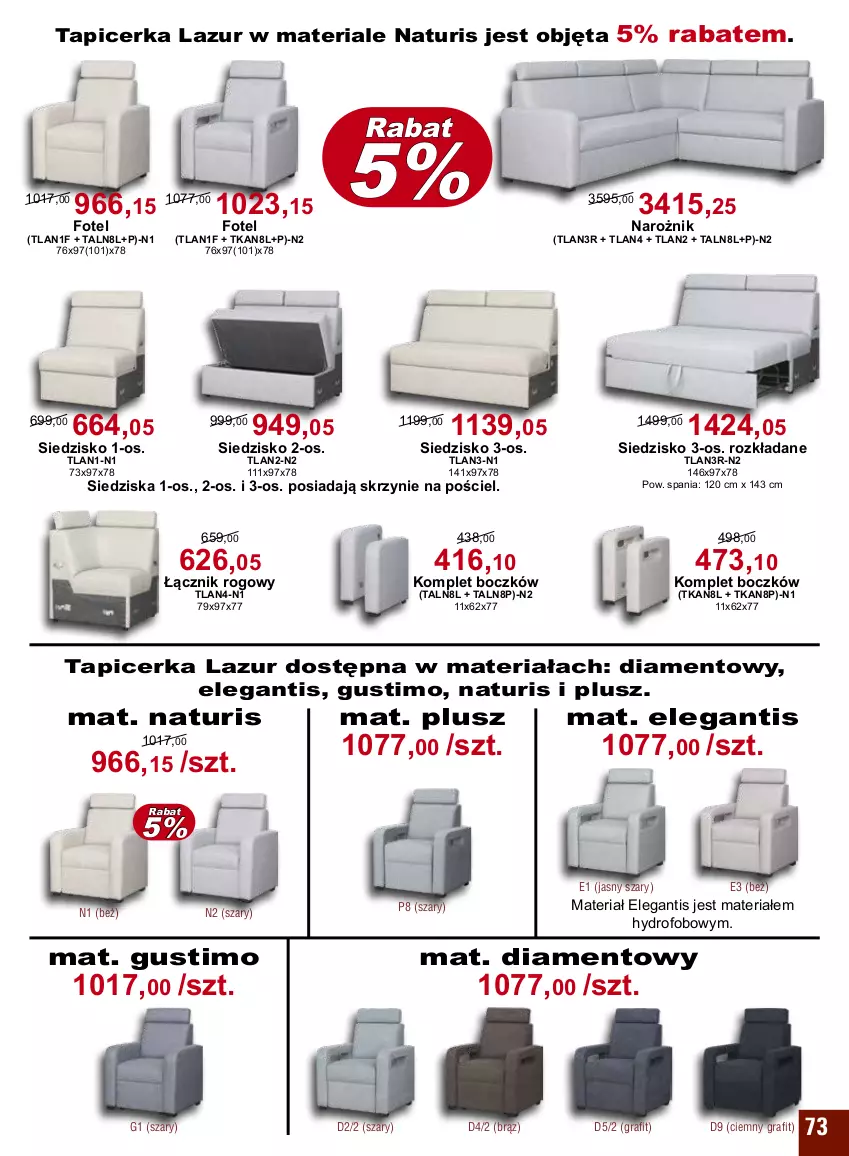 Gazetka promocyjna Bodzio - ważna 01.05 do 30.06.2022 - strona 73 - produkty: Fotel, Gra, Lazur, Narożnik, Pościel, Siedzisko, Tapicerka