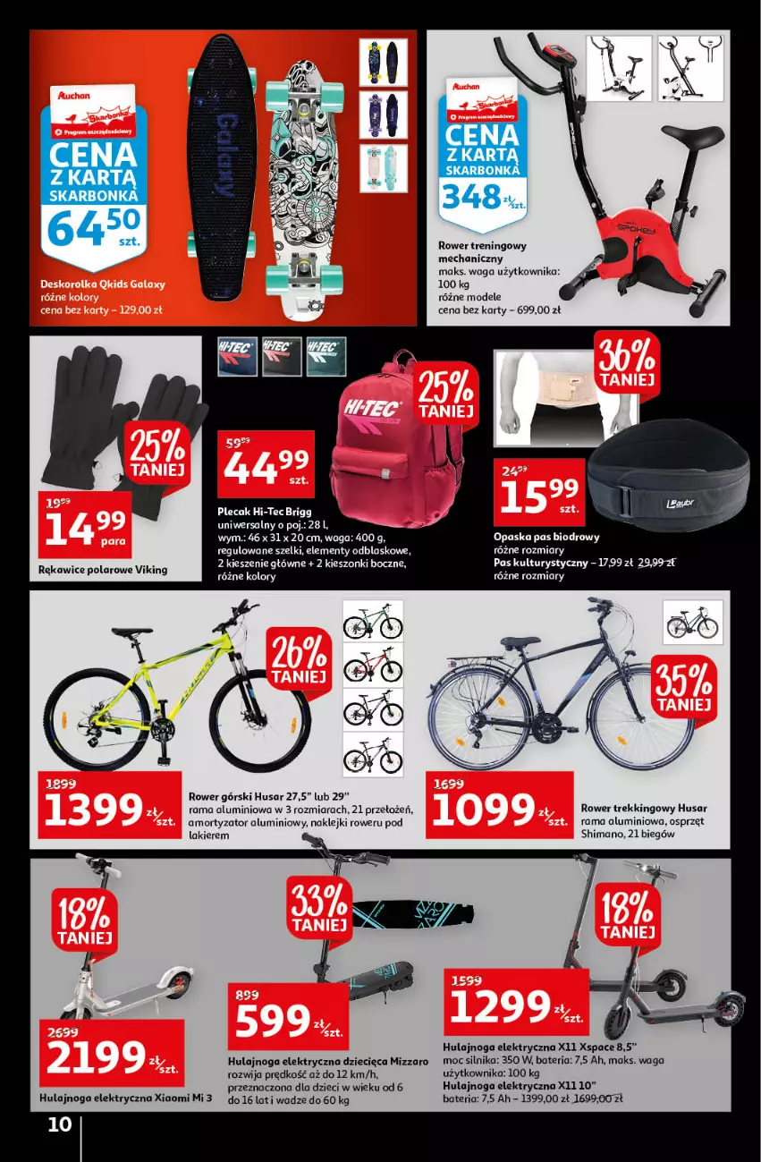 Gazetka promocyjna Auchan - Gazetka Black Week 21-26.11.2022 - ważna 21.11 do 26.11.2022 - strona 10 - produkty: Bateria, Dzieci, Hi-Tec, Hulajnoga, Hulajnoga elektryczna, Klej, Lakier, Opaska, Plecak, Rama, Rękawice, Rower, Waga