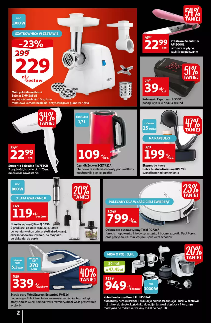 Gazetka promocyjna Auchan - Gazetka Black Week 21-26.11.2022 - ważna 21.11 do 26.11.2022 - strona 2 - produkty: Blender, Blender ręczny, Bosch, Clin, Czajnik, Dolce Gusto, Fa, Grzałka, Majonez, Maszynka, Maszynka do mielenia, Mikser, Mop, Odkurzacz, Pur, Robot, Rozdrabniacz, Ser, Stacja pary, Suszarka, Szatkownica, Szynka, Tefal, Top, Zelmer