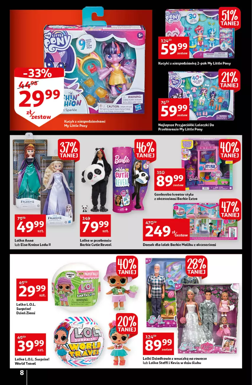 Gazetka promocyjna Auchan - Gazetka Black Week 21-26.11.2022 - ważna 21.11 do 26.11.2022 - strona 8 - produkty: Barbie, Domek dla lalek, L.O.L., Lalka, Malibu, Rower