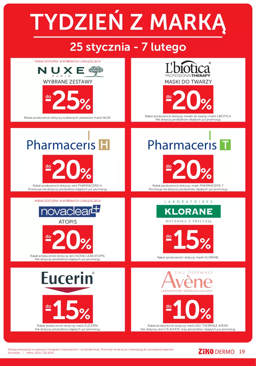 Gazetka promocyjna Ziko - Gazetka Ziko Dermo - ważna 25.01 do 07.02.2024 - strona 19 - produkty: Acer, Avène, Fa, Klorane, L'Biotica, Nuxe, Pharmaceris, Ser, Top