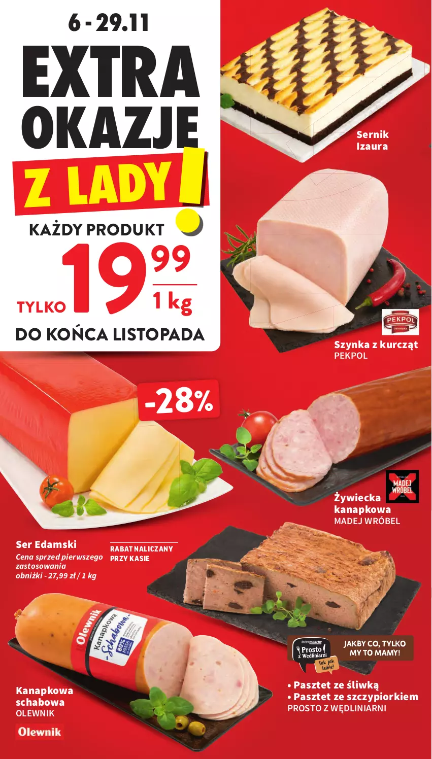 Gazetka promocyjna Intermarche - Gazetka Intermarche - ważna 06.11 do 12.11.2025 - strona 16 - produkty: Edam, Madej Wróbel, Olewnik, Pasztet, Pekpol, Ser, Szynka, Top