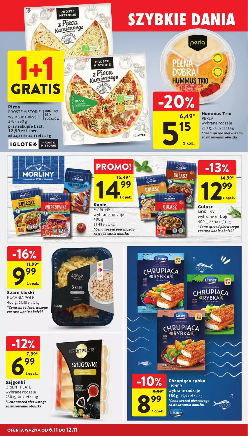 Gazetka promocyjna Intermarche - Gazetka Intermarche - ważna 06.11 do 12.11.2025 - strona 20 - produkty: Gra, Hummus, Kuchnia, Lisner, Morliny, Mus, Pizza, Sajgonki