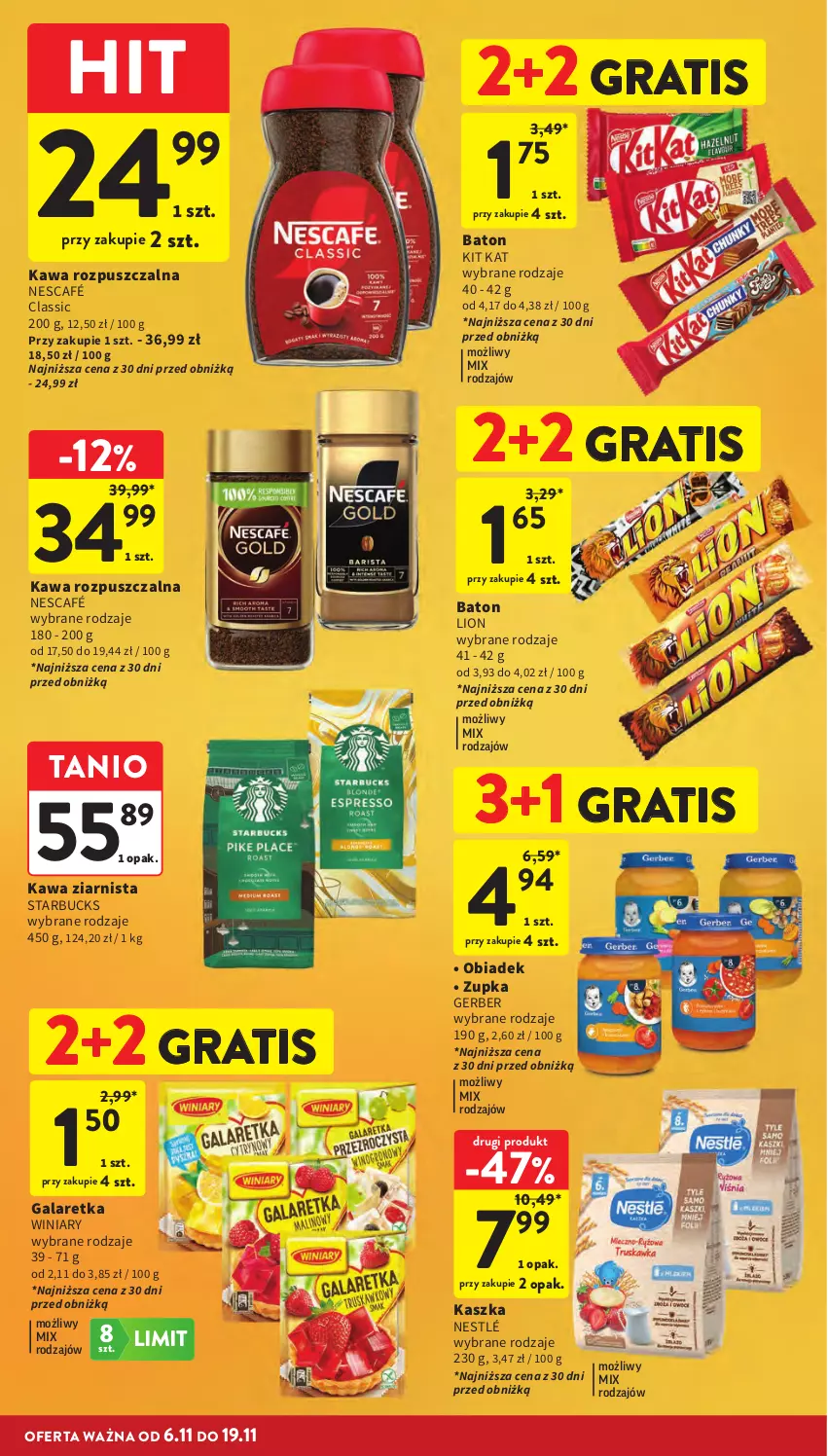 Gazetka promocyjna Intermarche - Gazetka Intermarche - ważna 06.11 do 12.11.2025 - strona 26 - produkty: Baton, Gala, Galaretka, Gerber, Gra, Kawa, Kawa rozpuszczalna, Kawa ziarnista, Kit Kat, Lion, Nescafé, Nestlé, Winiary