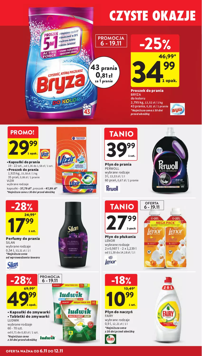 Gazetka promocyjna Intermarche - Gazetka Intermarche - ważna 06.11 do 12.11.2025 - strona 34 - produkty: Bryza, Fa, Fairy, Kapsułki do prania, Lenor, Ludwik, Perfum, Perwoll, Płyn do płukania, Płyn do prania, Proszek do prania, Silan, Tablet, Tabletki do zmywarki, Vizir, Zmywarki