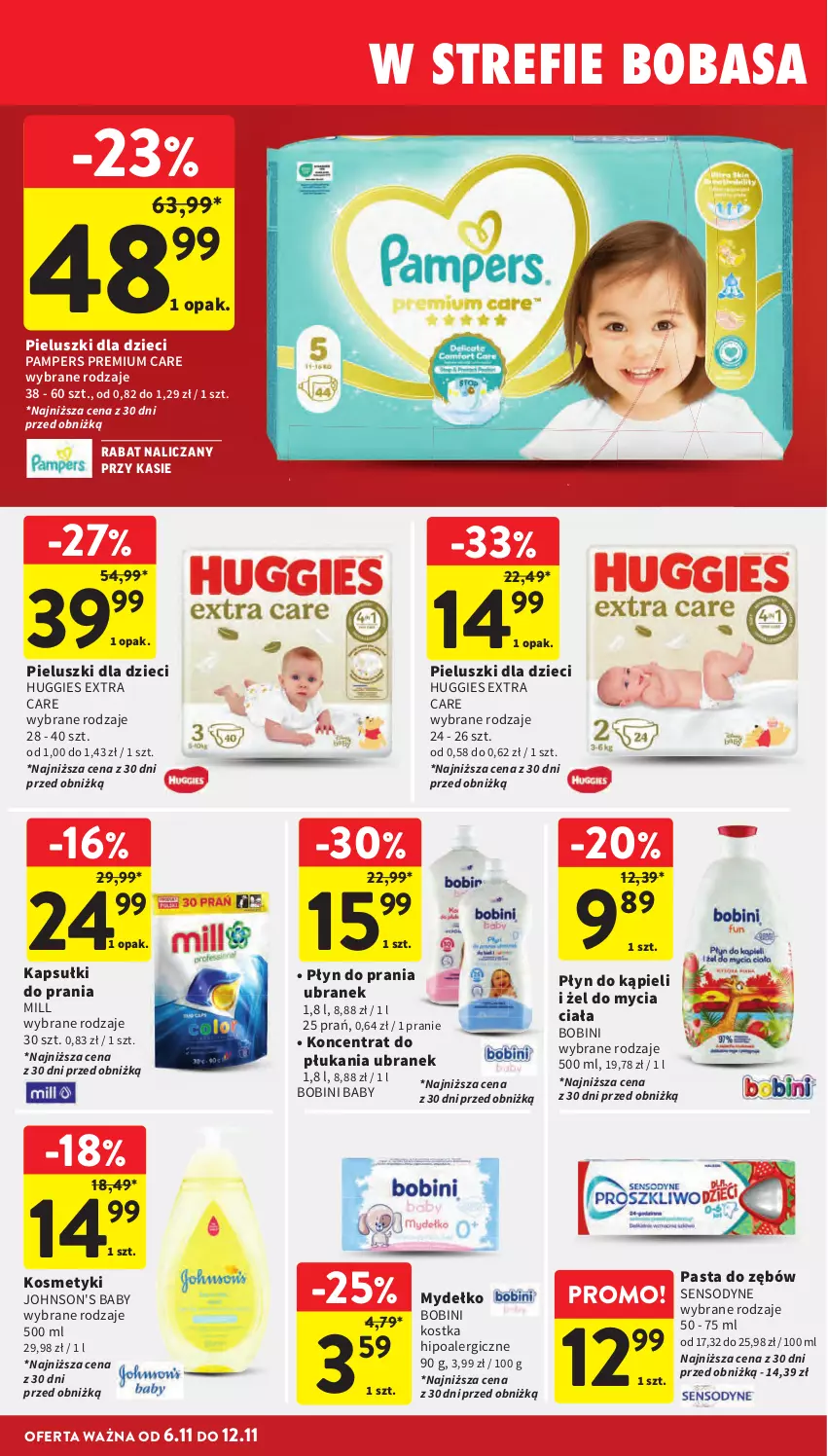 Gazetka promocyjna Intermarche - Gazetka Intermarche - ważna 06.11 do 12.11.2025 - strona 38 - produkty: Dzieci, Huggies, Johnson's, Johnson's Baby, Kapsułki do prania, Pampers, Pasta do zębów, Płyn do kąpieli, Płyn do prania, Sensodyne