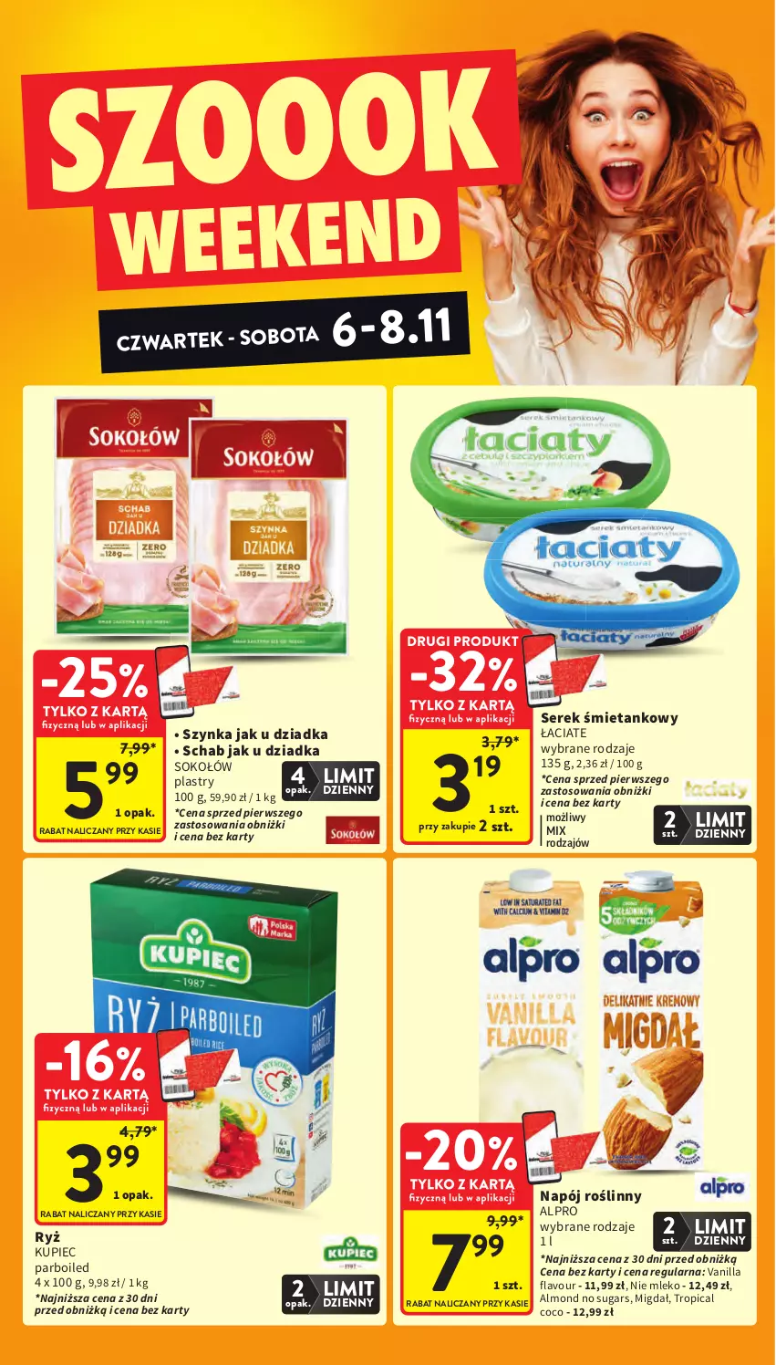 Gazetka promocyjna Intermarche - Gazetka Intermarche - ważna 06.11 do 12.11.2025 - strona 4 - produkty: Alpro, Kupiec, Mleko, Napój, Napój roślinny, Piec, Ryż, Ser, Serek, Sok, Sokołów, Szynka, Tropical