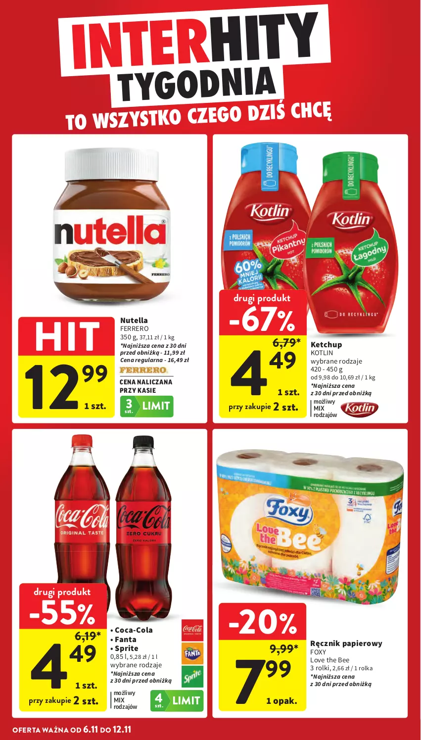 Gazetka promocyjna Intermarche - Gazetka Intermarche - ważna 06.11 do 12.11.2025 - strona 6 - produkty: Coca-Cola, Fa, Fanta, Ferrero, Foxy, Ketchup, Kotlin, Nutella, Papier, Ręcznik, Rolki, Sprite