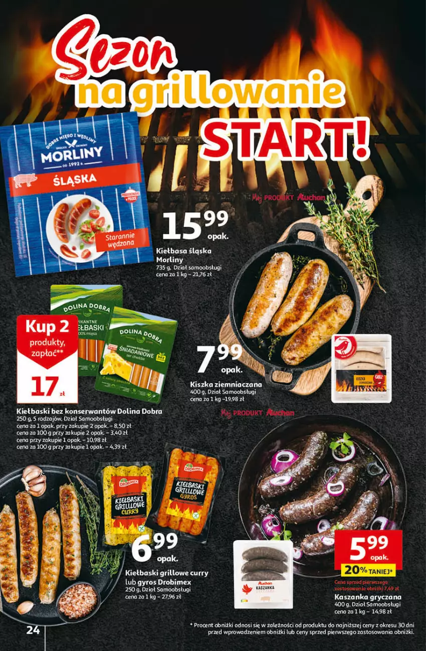 Gazetka promocyjna Auchan - Gazetka Przygotuj ogród na wiosnę! Hipermarket Auchan - ważna 04.04 do 10.04.2024 - strona 24 - produkty: Fa, Grill, Gry, Kasza, Kaszanka, Kiełbasa, Kiełbasa śląska, Ser