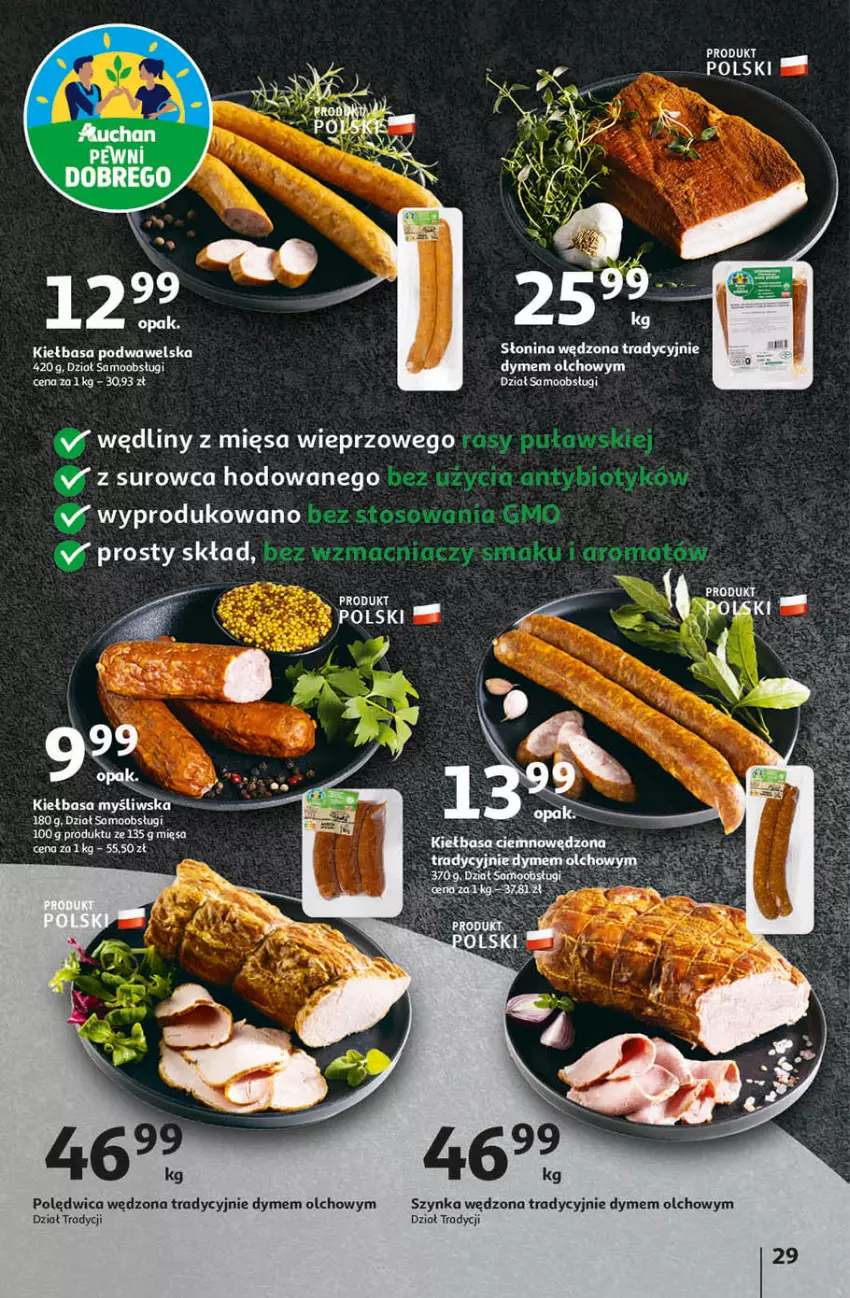 Gazetka promocyjna Auchan - Gazetka Przygotuj ogród na wiosnę! Hipermarket Auchan - ważna 04.04 do 10.04.2024 - strona 29 - produkty: Kiełbasa, Kiełbasa podwawelska, Polędwica, Szynka, Wawel