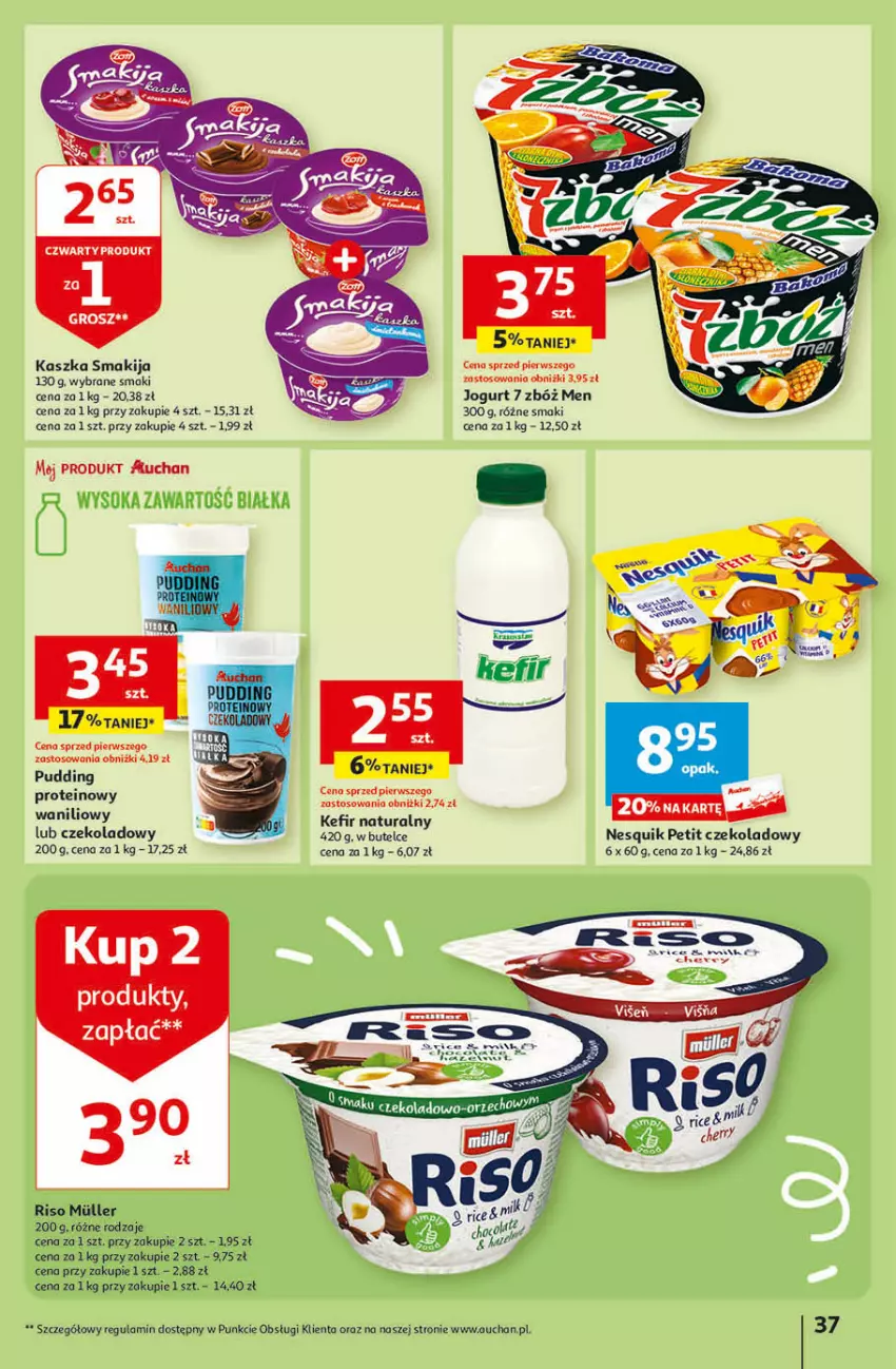 Gazetka promocyjna Auchan - Gazetka Przygotuj ogród na wiosnę! Hipermarket Auchan - ważna 04.04 do 10.04.2024 - strona 37 - produkty: Fa, Jogurt, Kefir, Kefir naturalny, Nesquik, Pudding, Smakija, Sok