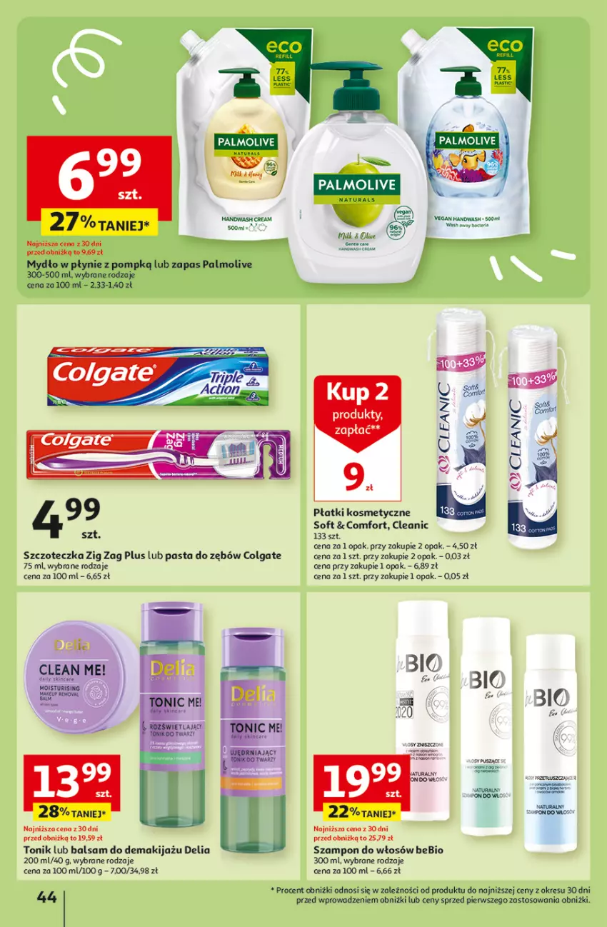 Gazetka promocyjna Auchan - Gazetka Przygotuj ogród na wiosnę! Hipermarket Auchan - ważna 04.04 do 10.04.2024 - strona 44 - produkty: BIC, Cleanic, Colgate, Fa, LG, Makijaż, Mydło, Mydło w płynie, Palmolive, Pasta do zębów, Płatki kosmetyczne, Szampon, Szczoteczka, Tonik