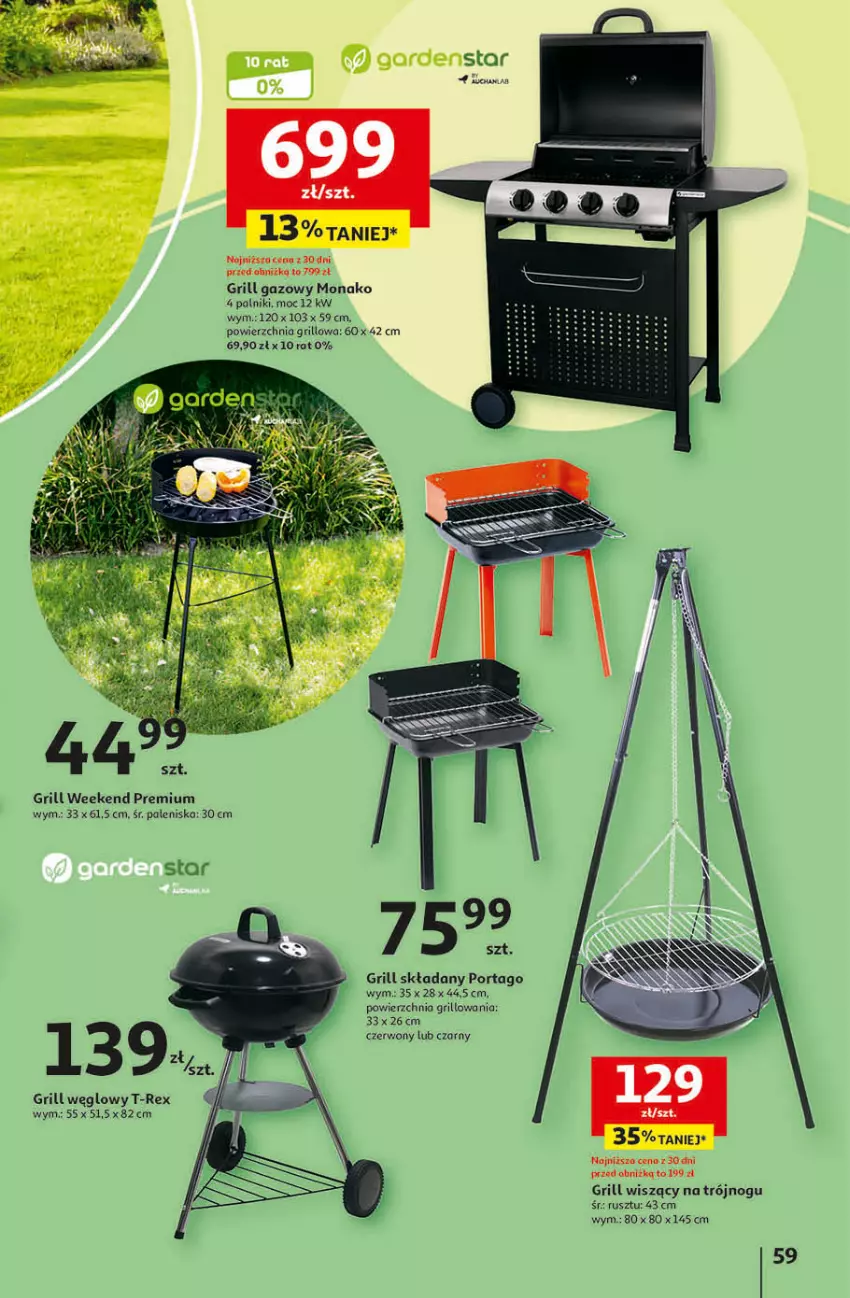 Gazetka promocyjna Auchan - Gazetka Przygotuj ogród na wiosnę! Hipermarket Auchan - ważna 04.04 do 10.04.2024 - strona 59 - produkty: Grill, Grill gazowy, Por, Tago