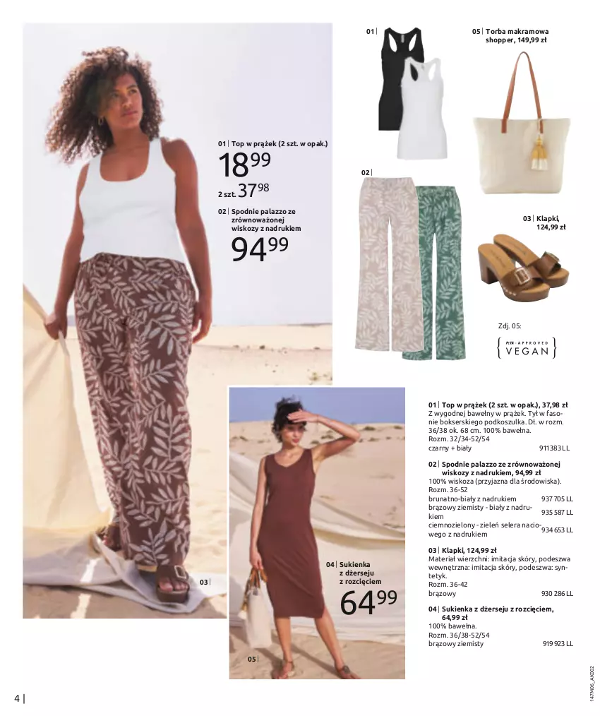 Gazetka promocyjna Bonprix - SUMMER ESSENTIALS - ważna 13.06 do 13.12.2023 - strona 6 - produkty: Fa, Klapki, Kosz, Koszulka, Ser, Sukienka, Top, Torba, Wełna