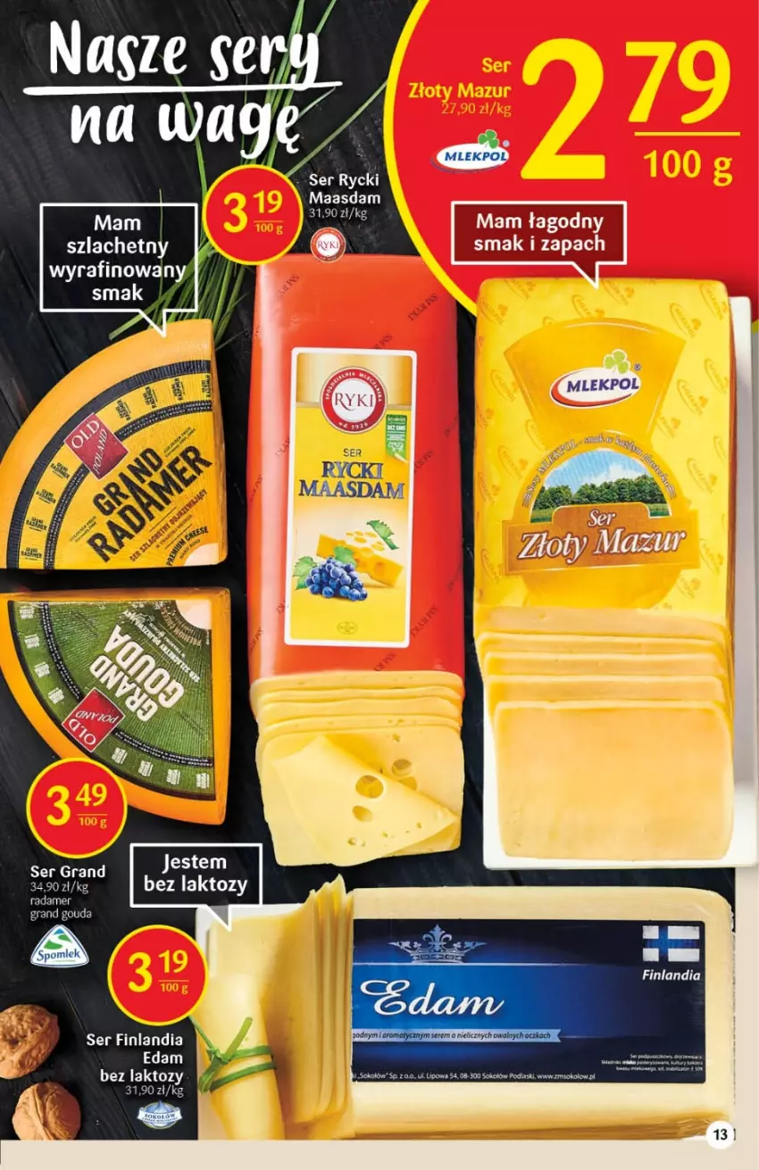 Gazetka promocyjna Delikatesy Centrum - Gazetka DC26 - ważna 07.07 do 13.07.2022 - strona 13 - produkty: Finlandia, Gouda, Gra, Maasdam, Ser