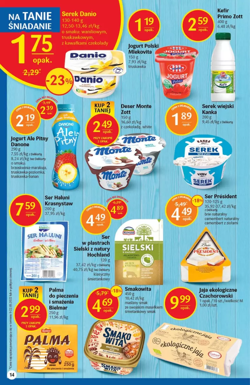 Gazetka promocyjna Delikatesy Centrum - Gazetka DC26 - ważna 07.07 do 13.07.2022 - strona 14 - produkty: Brie, Camembert, Deser, Fa, Hochland, Jaja, Jogurt, Kawa, Kefir, Mleko, Mlekovita, Monte, Palma, Piec, Ser, Serek, Serek wiejski, Zott