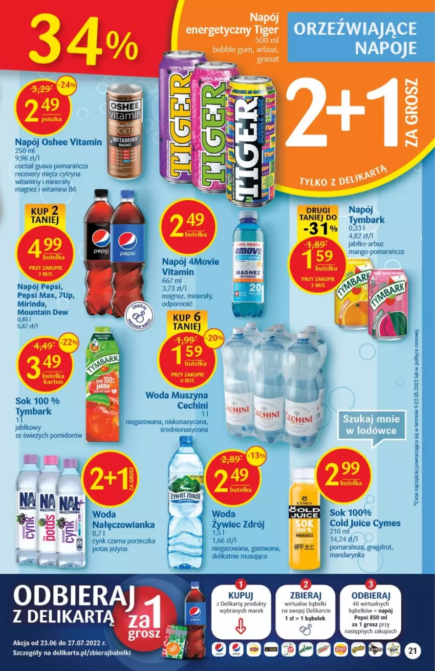 Gazetka promocyjna Delikatesy Centrum - Gazetka DC26 - ważna 07.07 do 13.07.2022 - strona 21 - produkty: Arbuz, Mango, Napój, Napoje, Pepsi, Sok, Woda