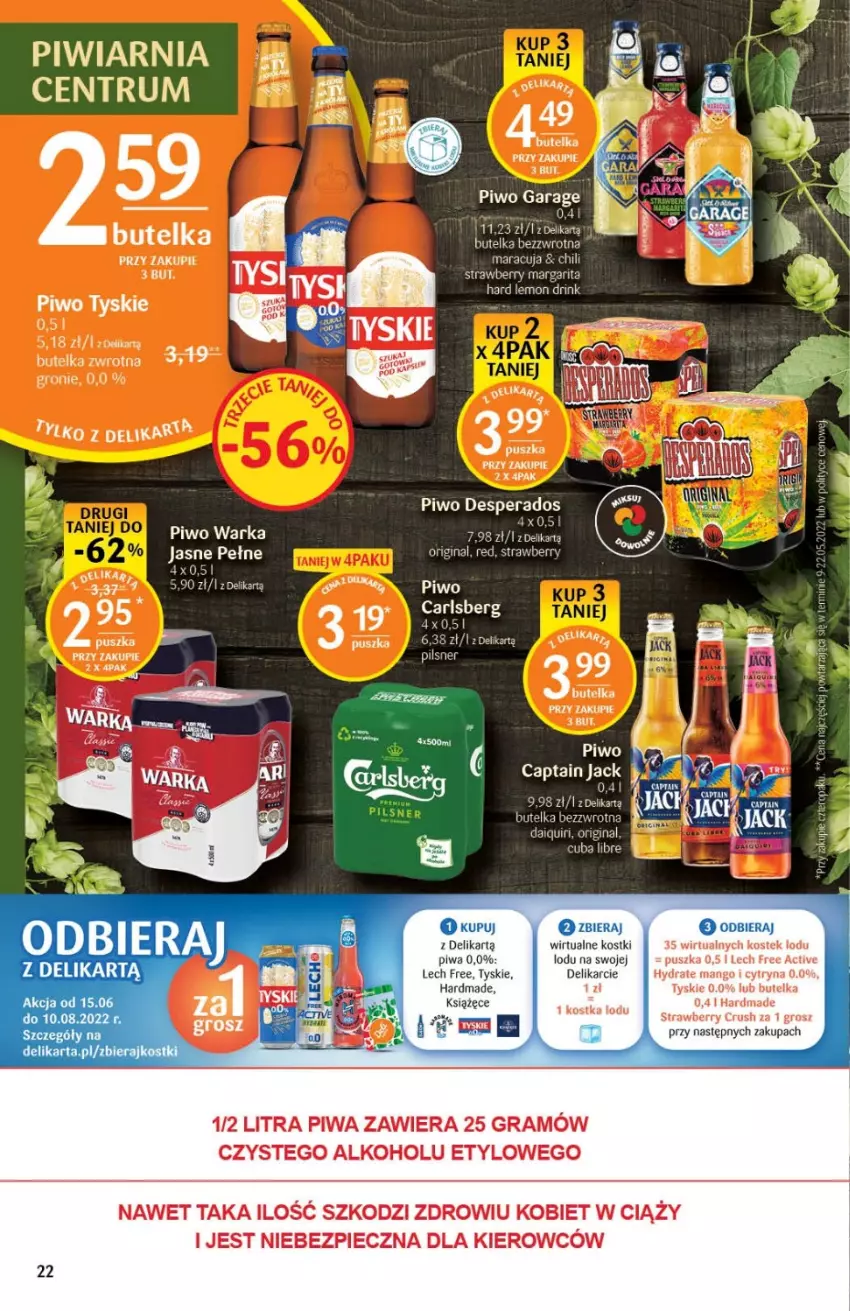 Gazetka promocyjna Delikatesy Centrum - Gazetka DC26 - ważna 07.07 do 13.07.2022 - strona 22 - produkty: Captain Jack, Desperados, Gra, Książęce, Mango, Piec, Piwa, Piwo, Rum, Stek, Tyskie, Warka
