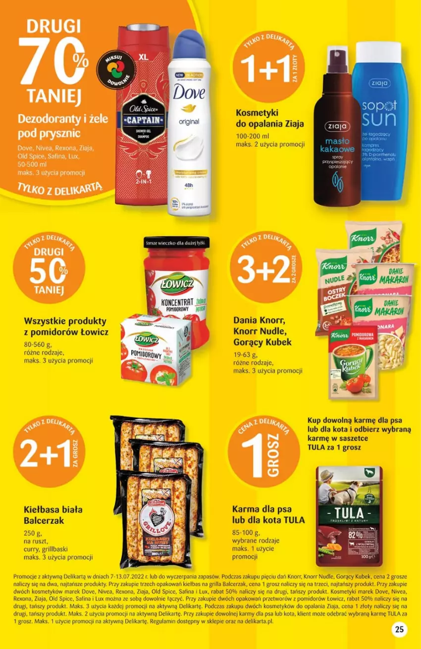 Gazetka promocyjna Delikatesy Centrum - Gazetka DC26 - ważna 07.07 do 13.07.2022 - strona 25 - produkty: Dove, Grill, Kiełbasa, Kiełbasa biała, Knorr, Kubek, Nivea, Old Spice, Rexona, Ziaja