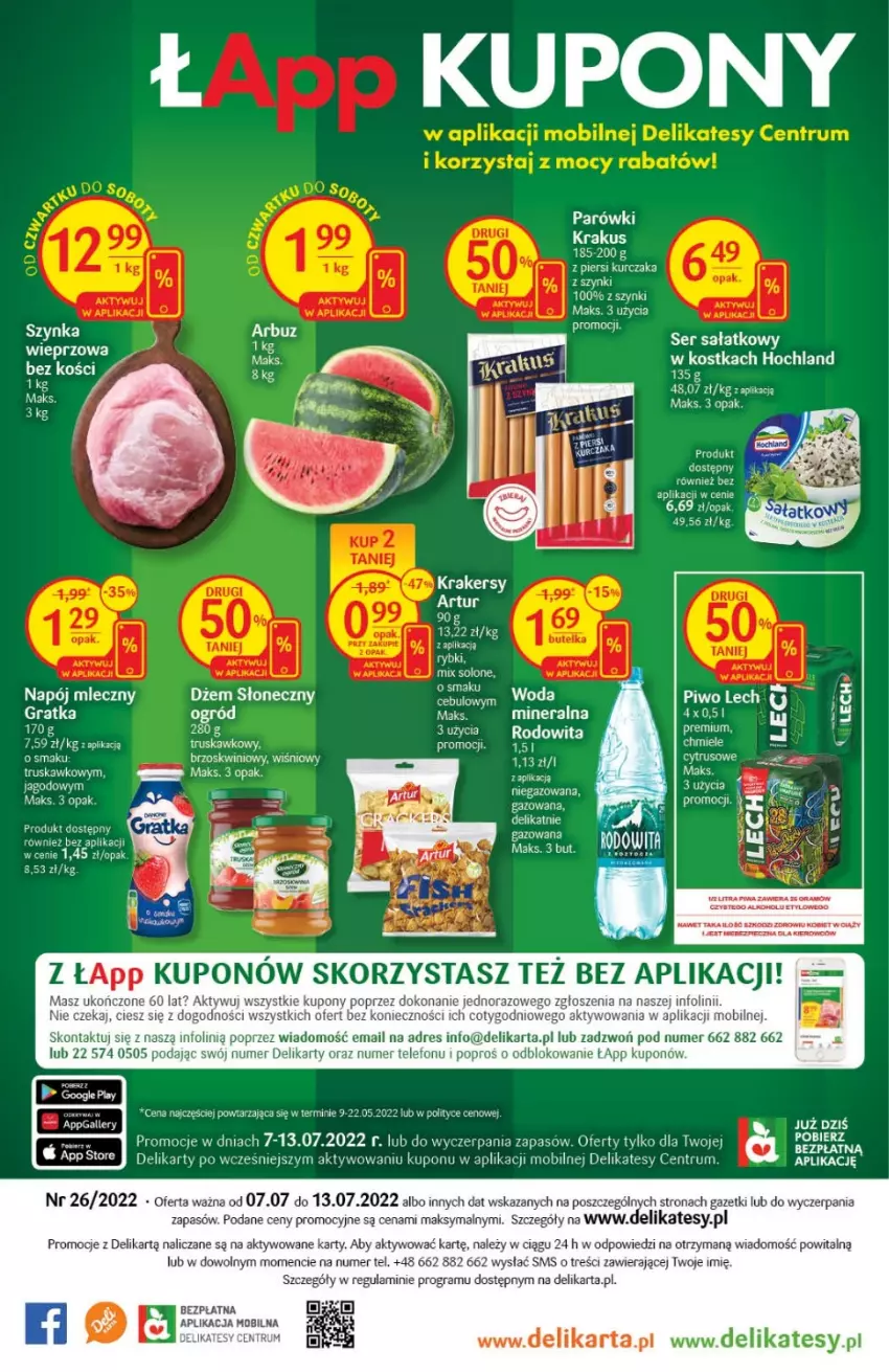 Gazetka promocyjna Delikatesy Centrum - Gazetka DC26 - ważna 07.07 do 13.07.2022 - strona 28 - produkty: Arbuz, Dres, Dżem, Gra, Hochland, Koc, Krakus, Kurczak, LG, Mobil, Napój, Napój mleczny, Piec, Piwa, Rum, Sałat, Ser, Szynka, Szynka wieprzowa, Telefon
