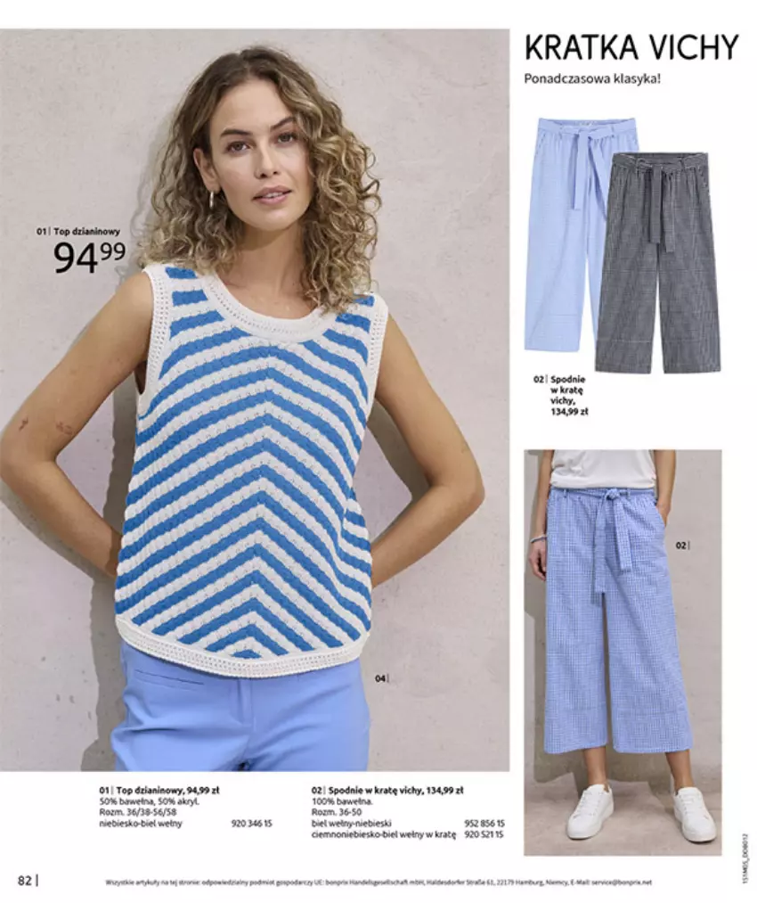 Gazetka promocyjna Bonprix - CYTRUSOWE KOLORY - ważna 27.05 do 07.07.2025 - strona 84 - produkty: Spodnie, Top, Vichy, Wełna